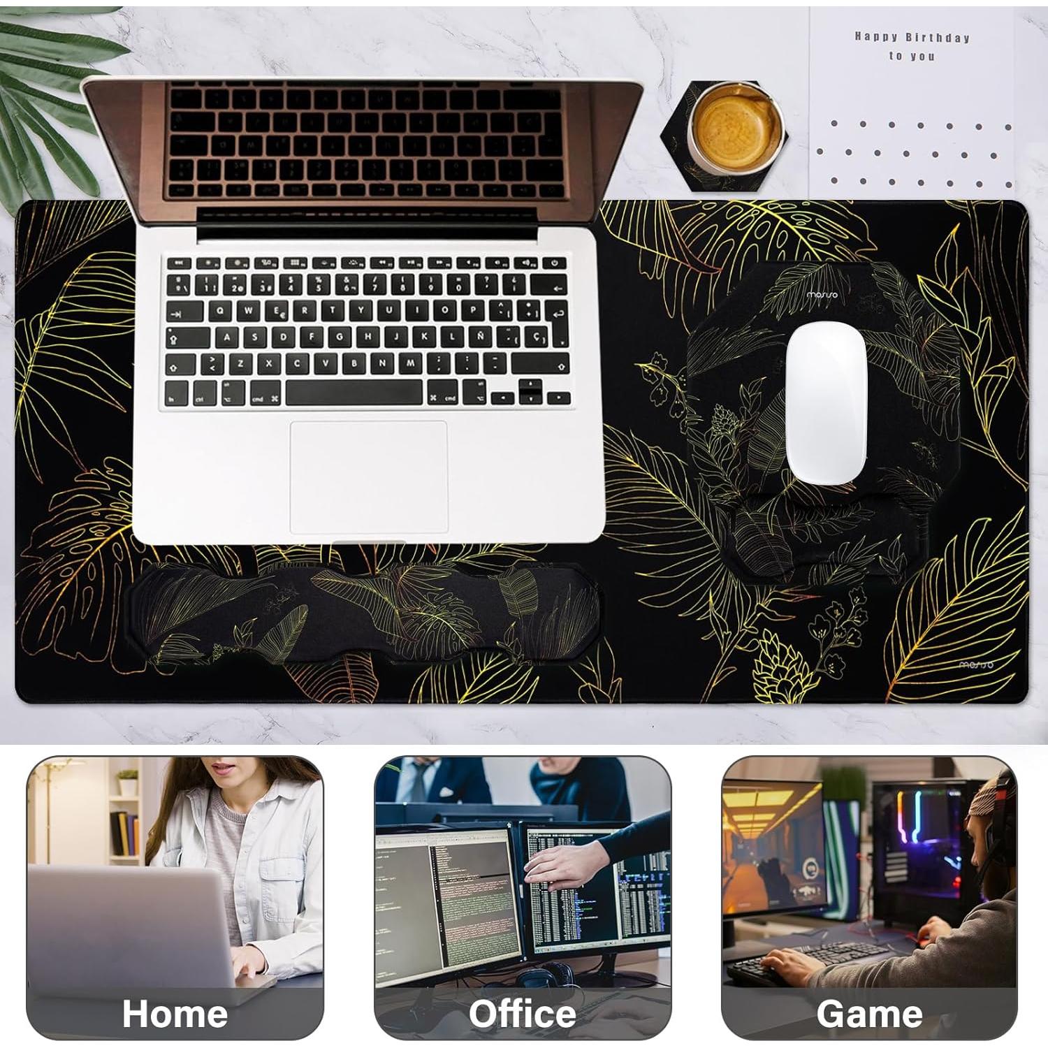 Almohadilla de Juego Ergonómica Mosiso Hoja Monstera 90x40cm