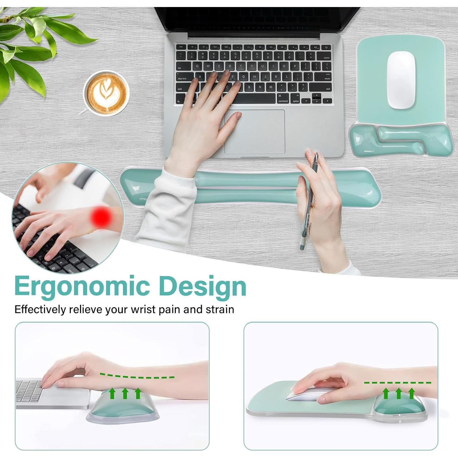 Reposamuñecas de Gel MOSISO para Teclado y Ratón Ergonómico Verde