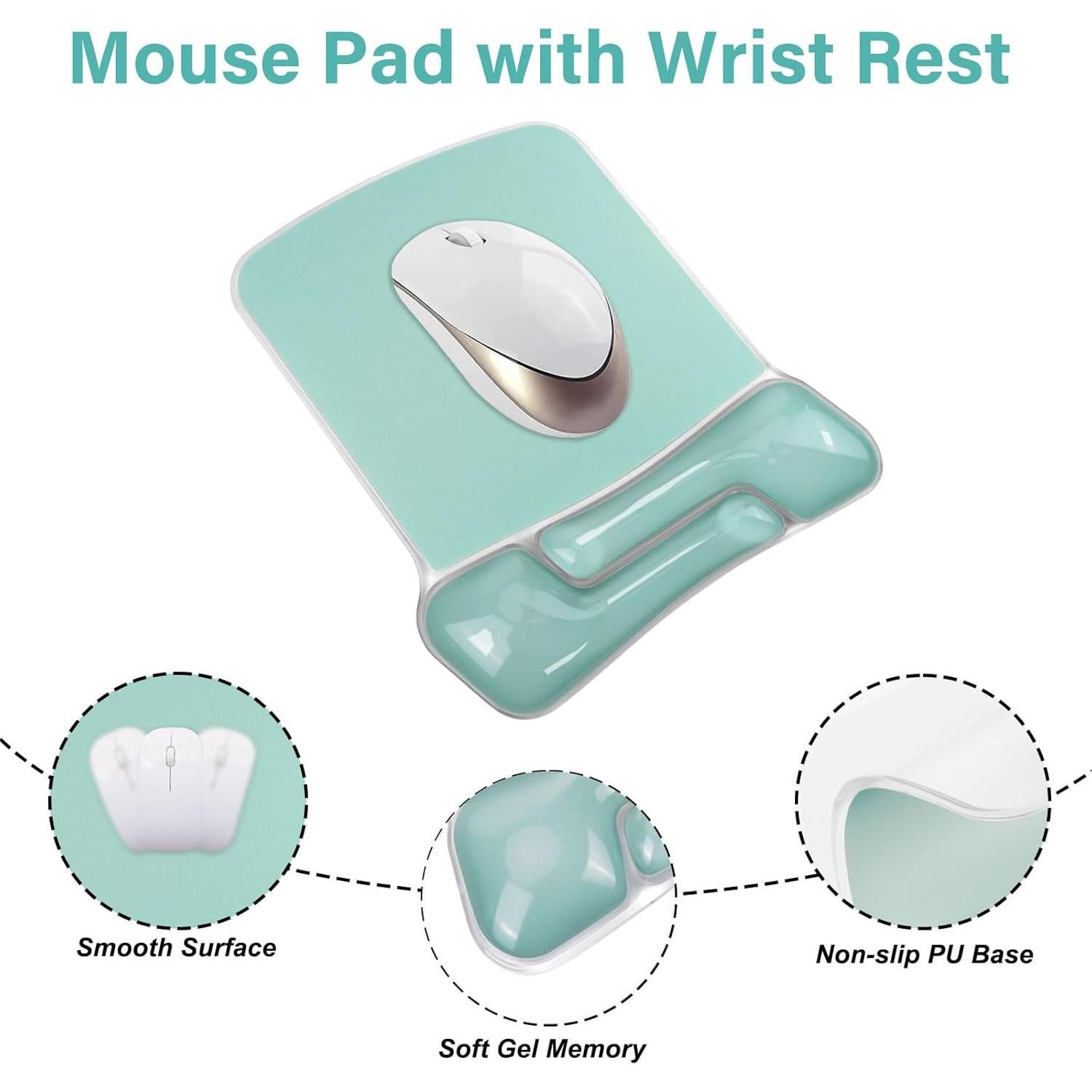 Reposamuñecas de Gel MOSISO para Teclado y Ratón Ergonómico Verde