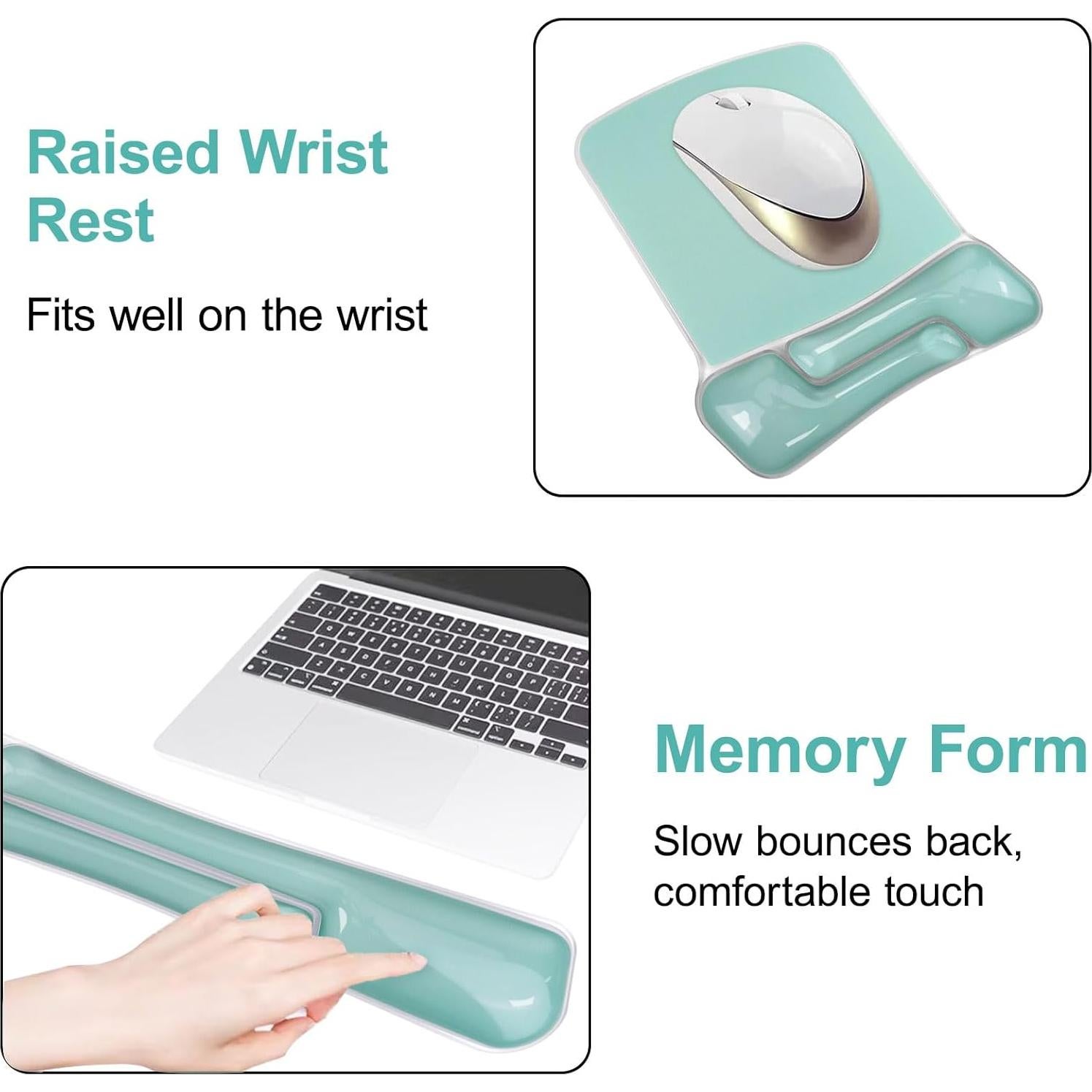 Reposamuñecas de Gel MOSISO para Teclado y Ratón Ergonómico Verde