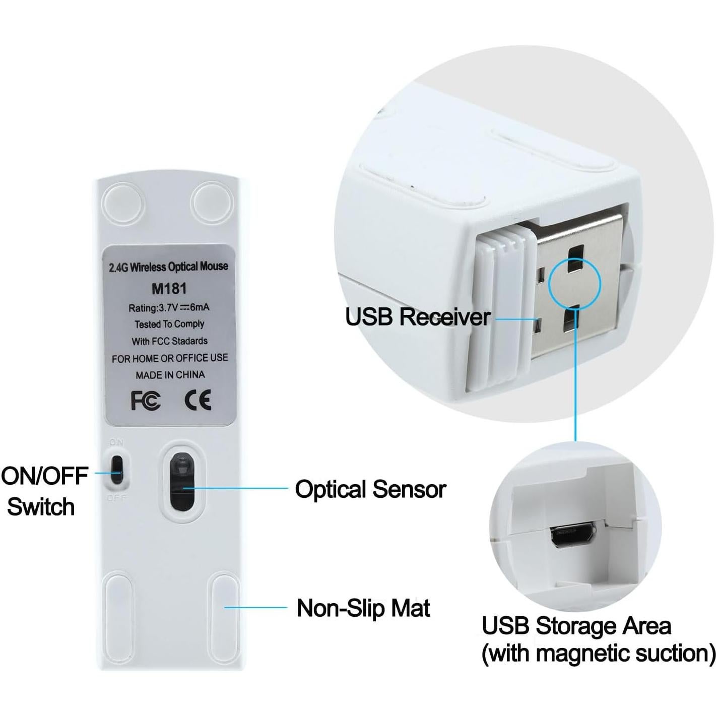 Ratón Inalámbrico Bluetooth Bebettor Mini 1200 DPI Recargable