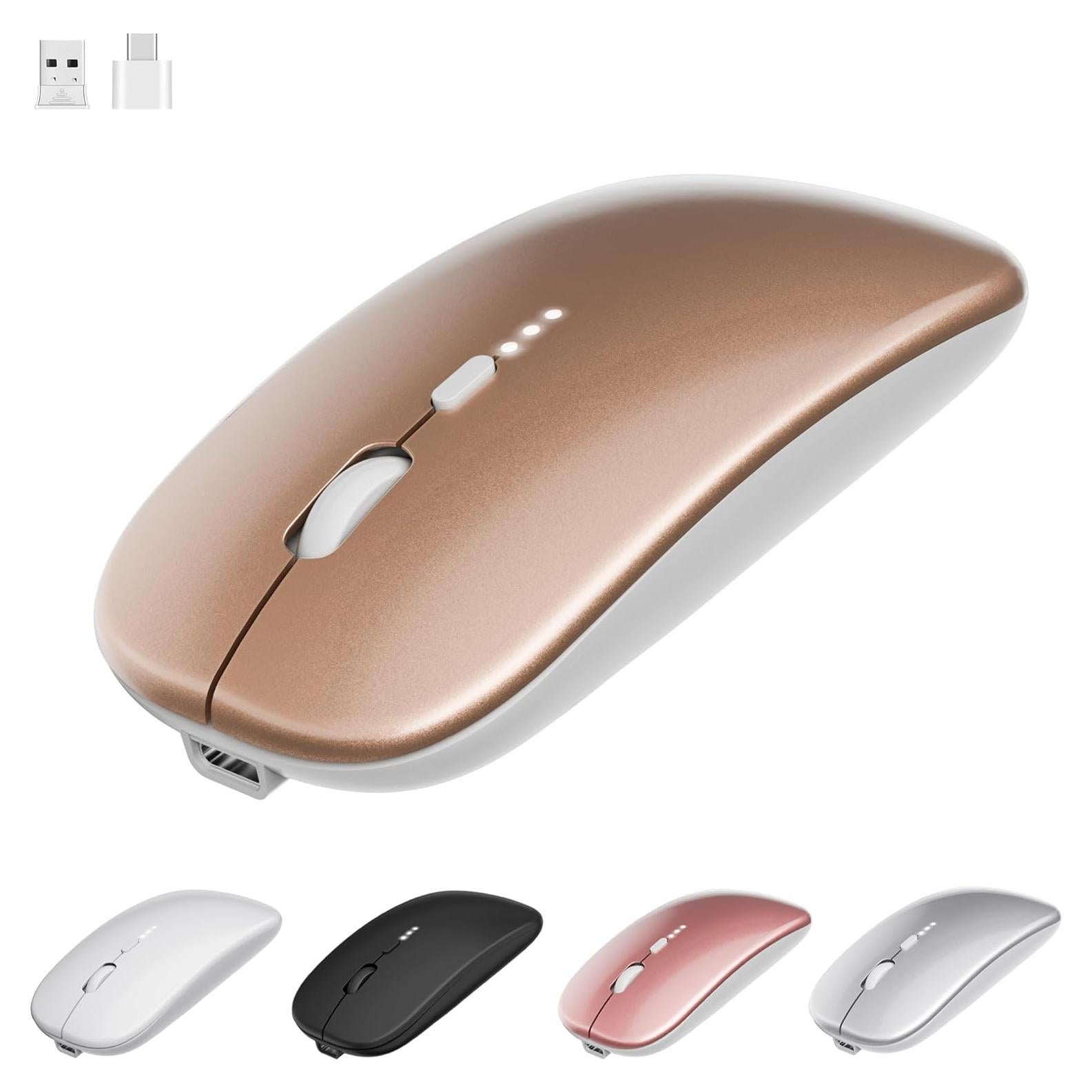 Ratón Silencioso Inalámbrico Recargable QIJIAYI X7 - Dorado