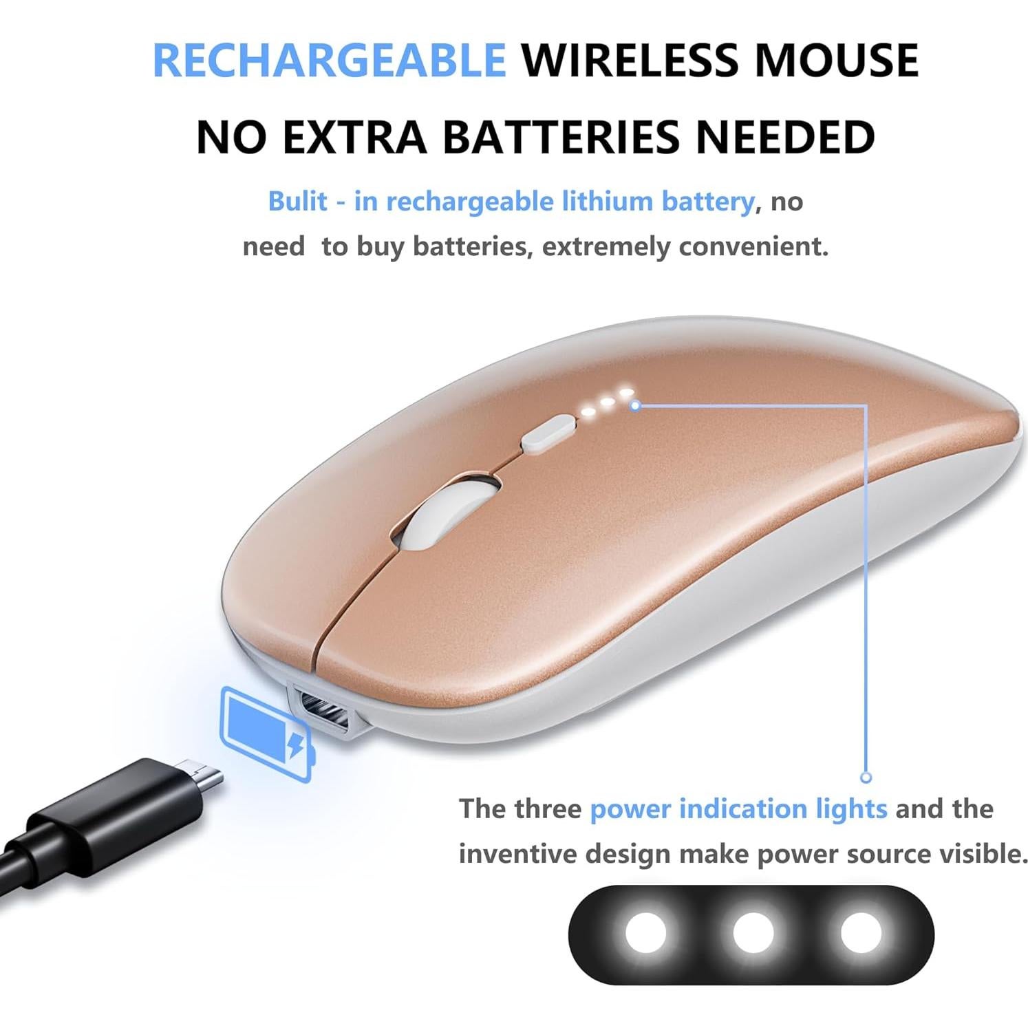 Ratón Silencioso Inalámbrico Recargable QIJIAYI X7 - Dorado