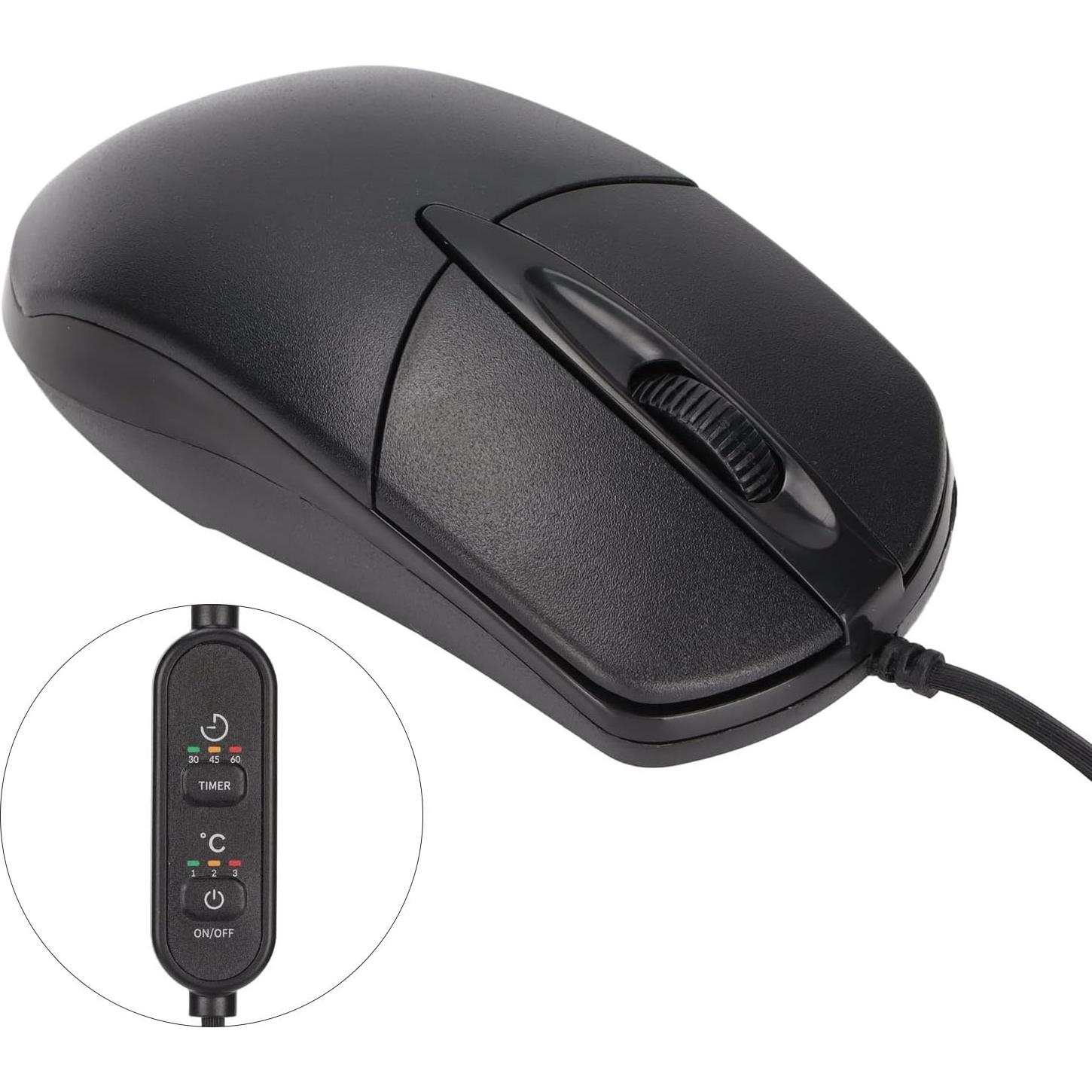 Ratón Calentado ASHATA USB Ergonómico con Ajuste de Temperatura