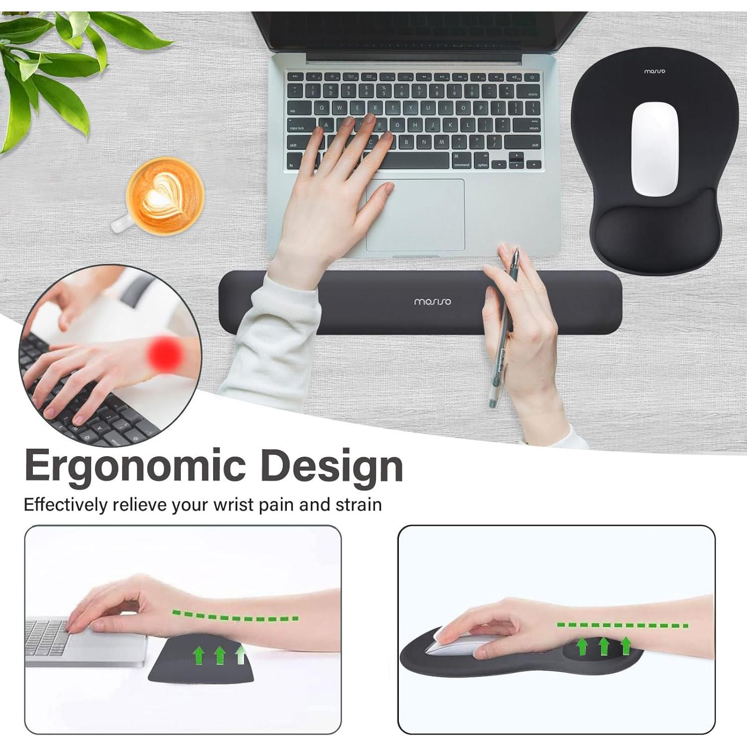Soporte de Reposamuñecas Ergonomico MOSISO para Teclado y Ratón