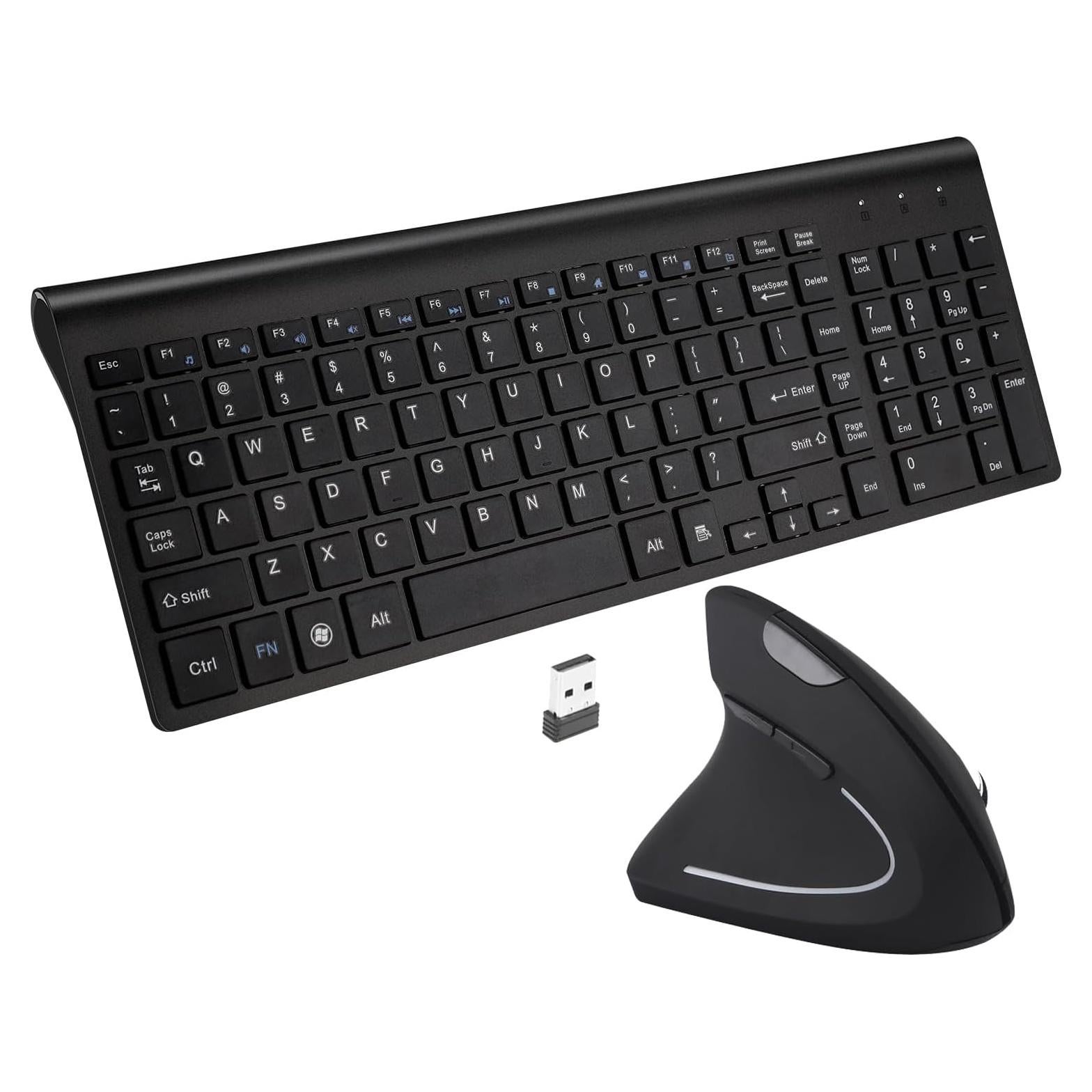 Combo Teclado y Ratón Inalámbrico Ergonómico Fonicer para Zurdos