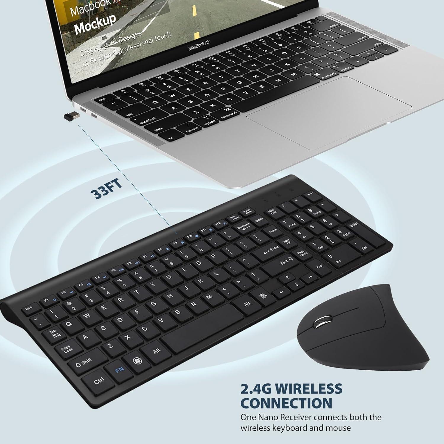 Combo Teclado y Ratón Inalámbrico Ergonómico Fonicer para Zurdos