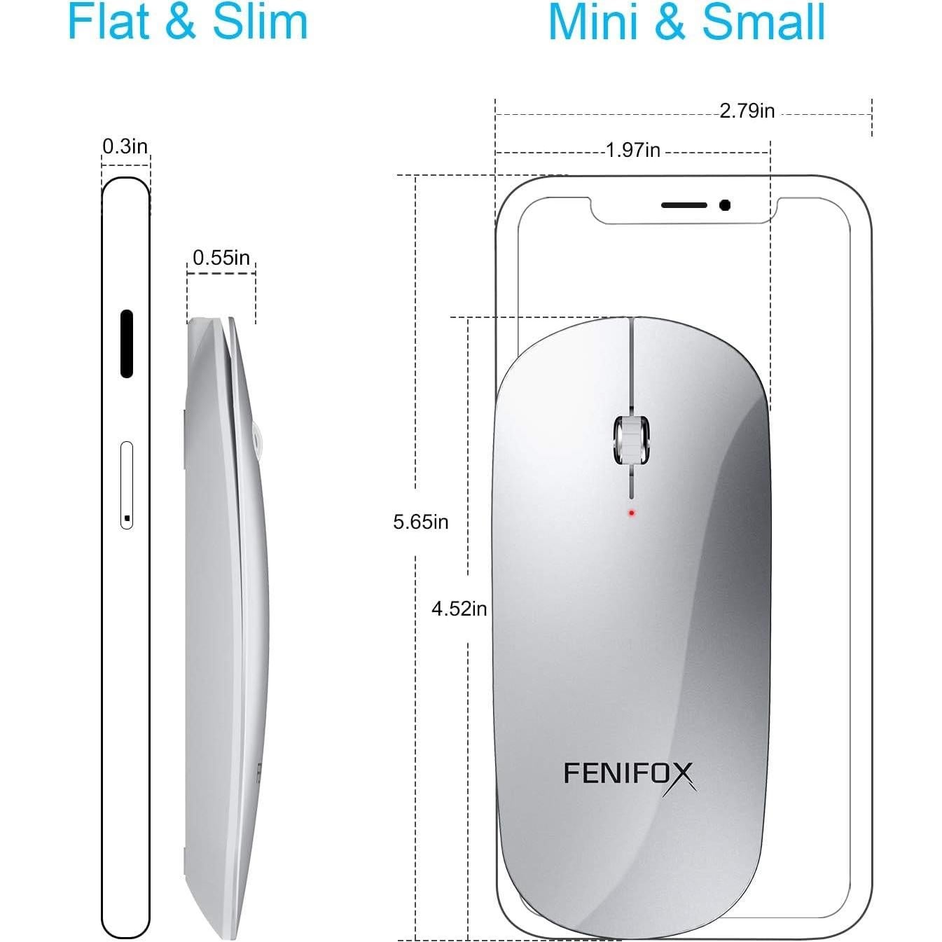 Ratón Bluetooth FENIFOX MX106-AU-SL Inalámbrico Recargable Plata