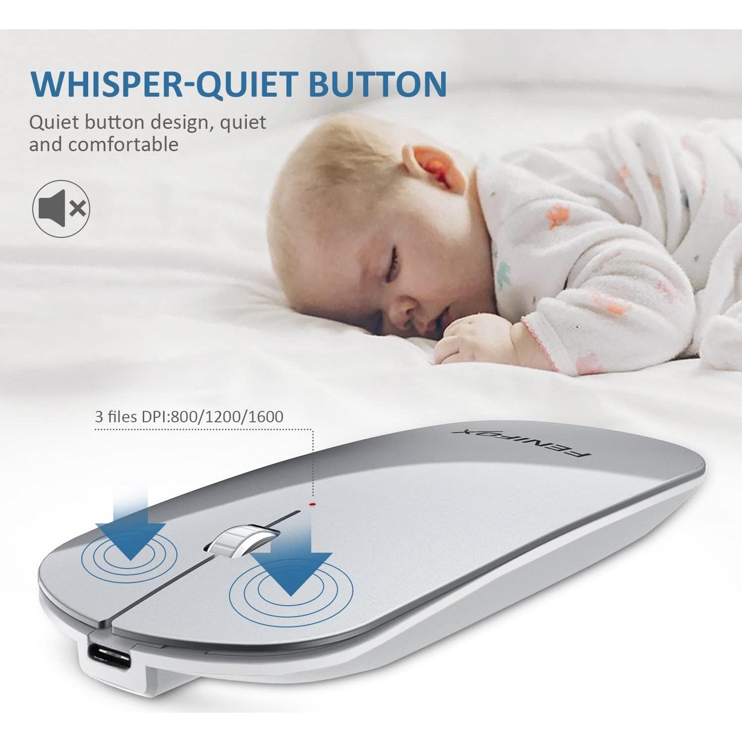 Ratón Bluetooth FENIFOX MX106-AU-SL Inalámbrico Recargable Plata