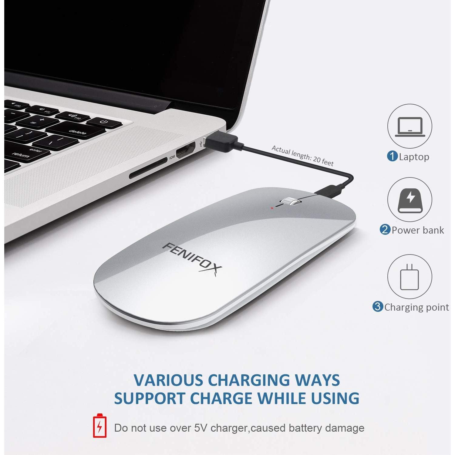 Ratón Bluetooth FENIFOX MX106-AU-SL Inalámbrico Recargable Plata