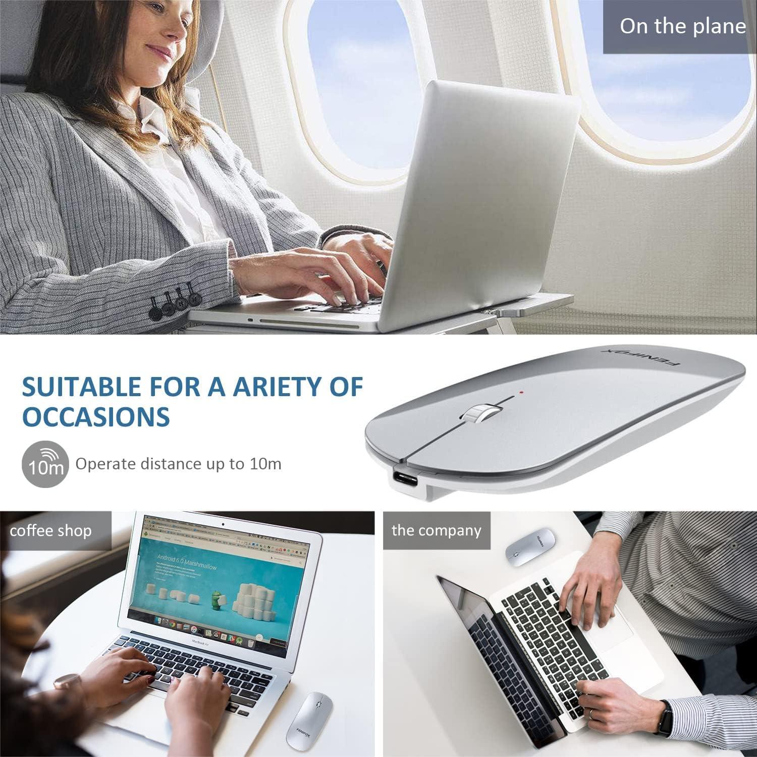 Ratón Bluetooth FENIFOX MX106-AU-SL Inalámbrico Recargable Plata