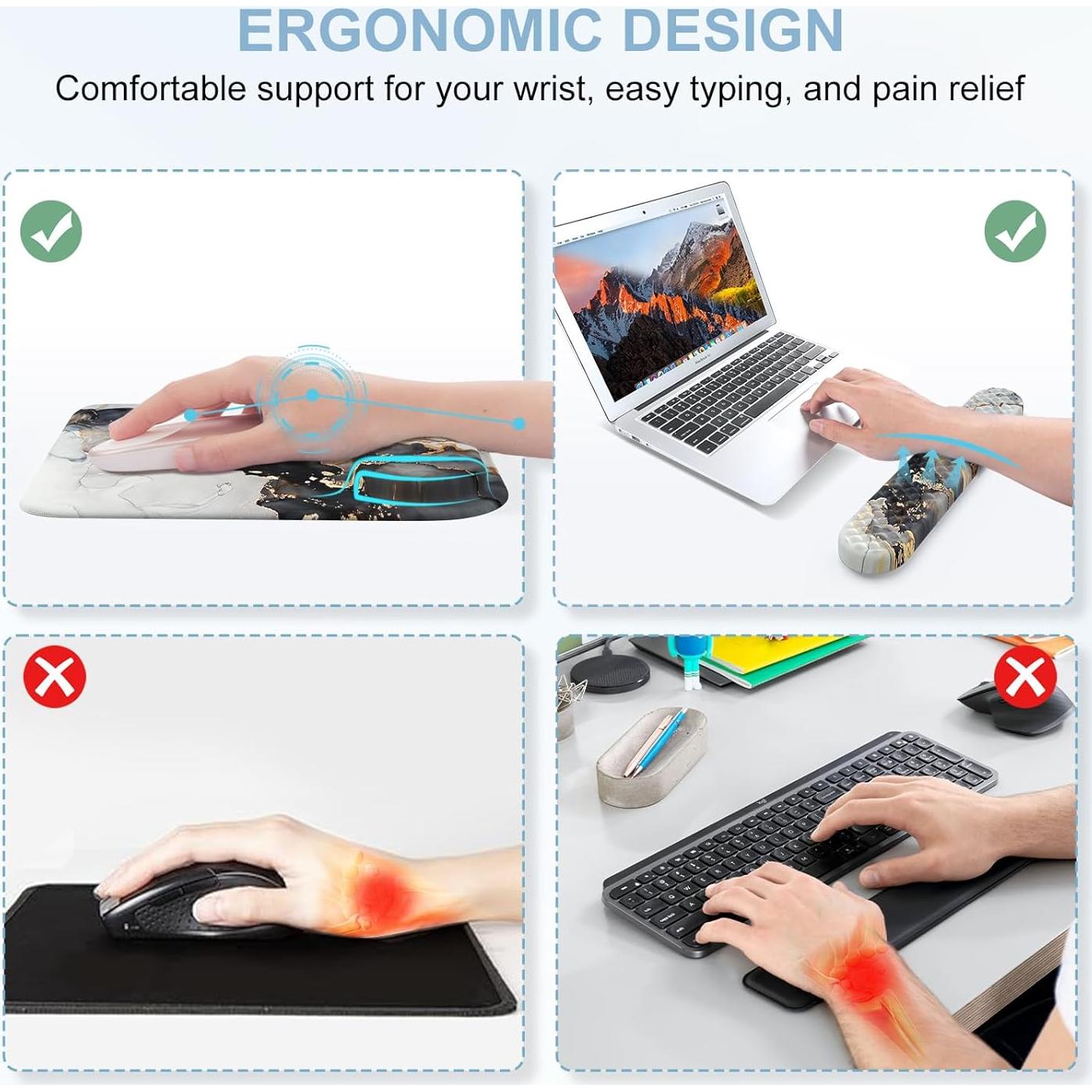 Set de Alfombrillas Ergonómicas iCasso 4 en 1 Mármol Gris