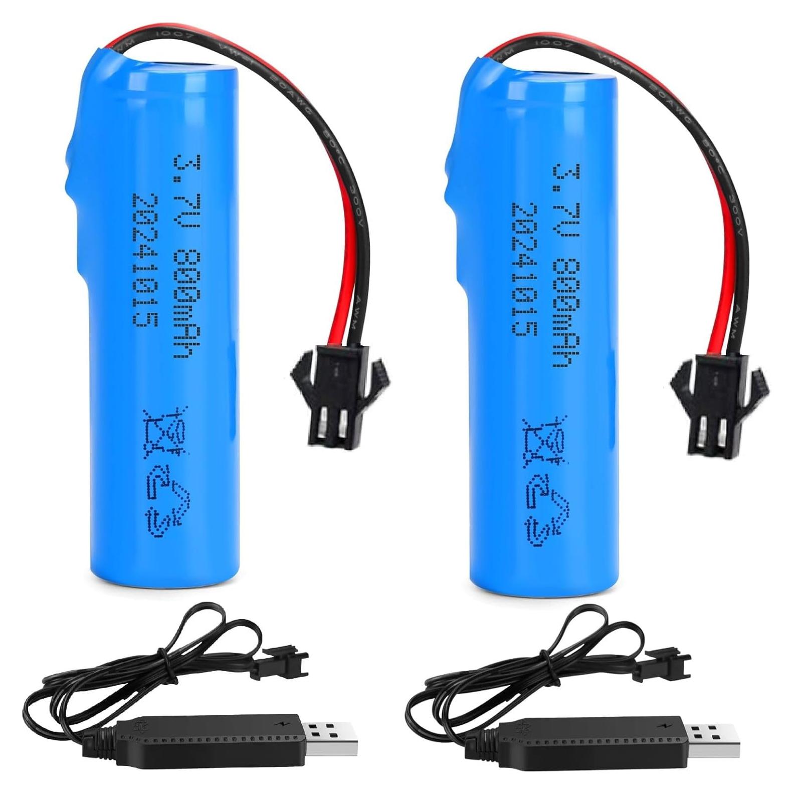 Paquete 2 Baterías Recargables 3.7V 800mAh Hainxc para RC