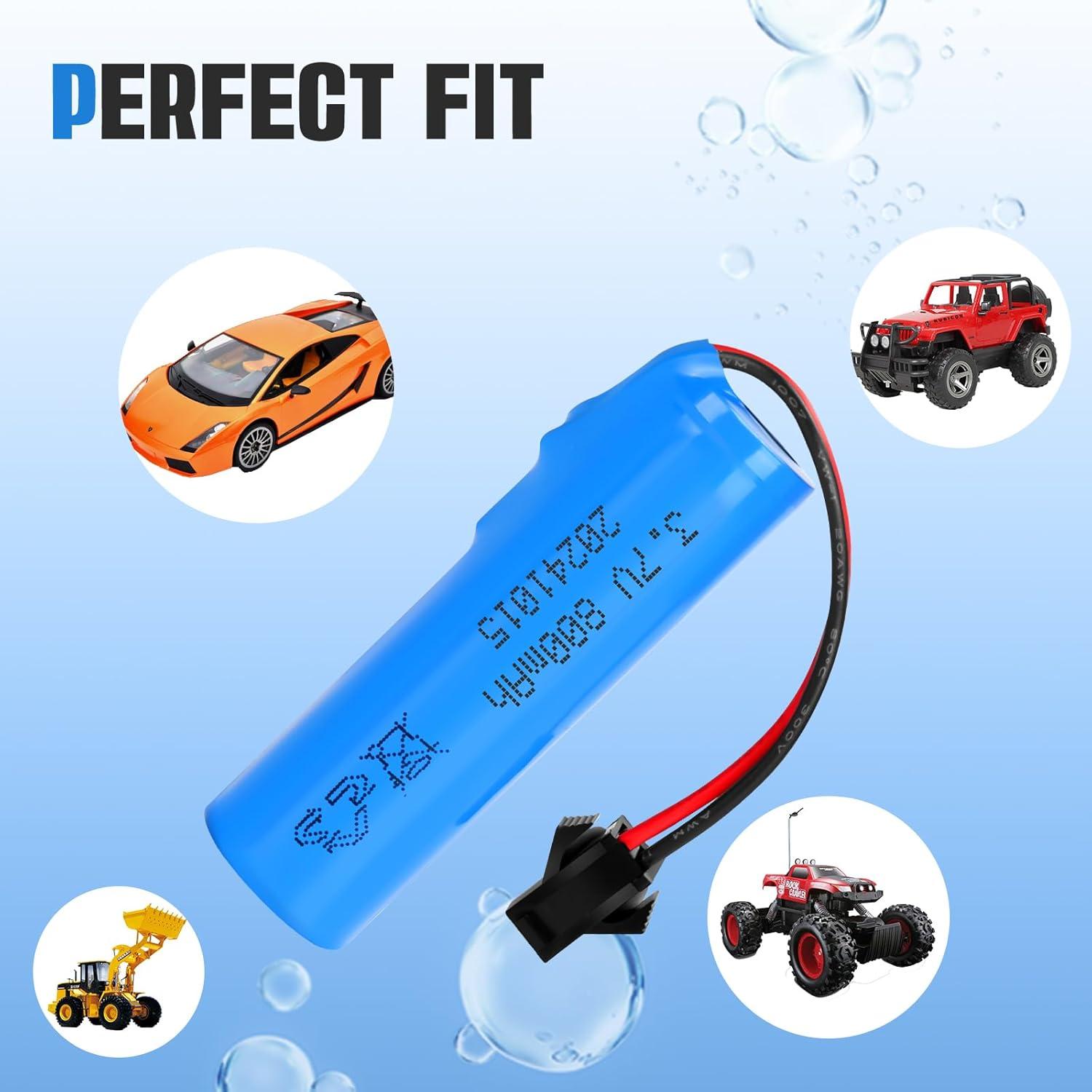 Paquete 2 Baterías Recargables 3.7V 800mAh Hainxc para RC