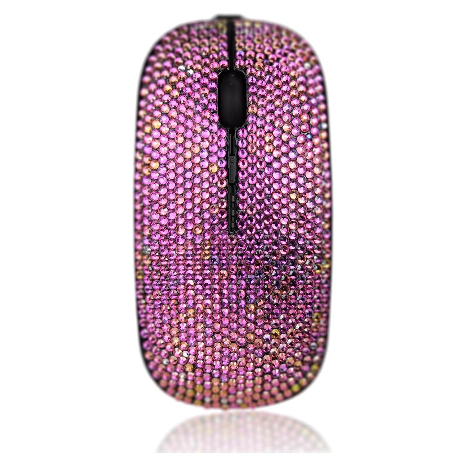Ratón Inalámbrico Rosa Gradiente Blingbybri con Rhinestones
