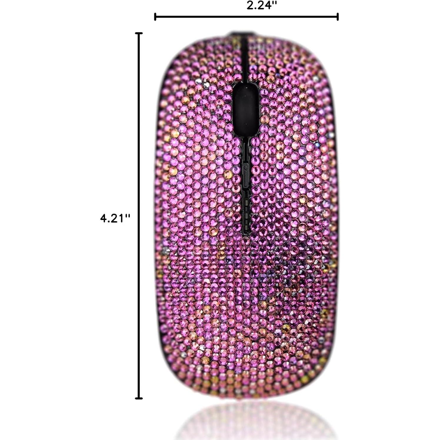 Ratón Inalámbrico Rosa Gradiente Blingbybri con Rhinestones