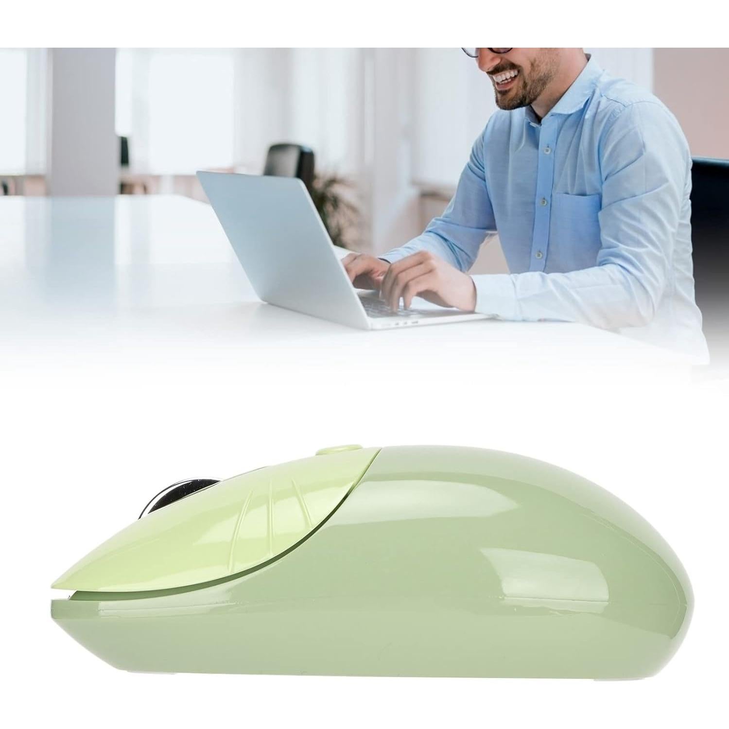 Ratón Bluetooth Heayzoki Verde Silencioso 3 Niveles DPI