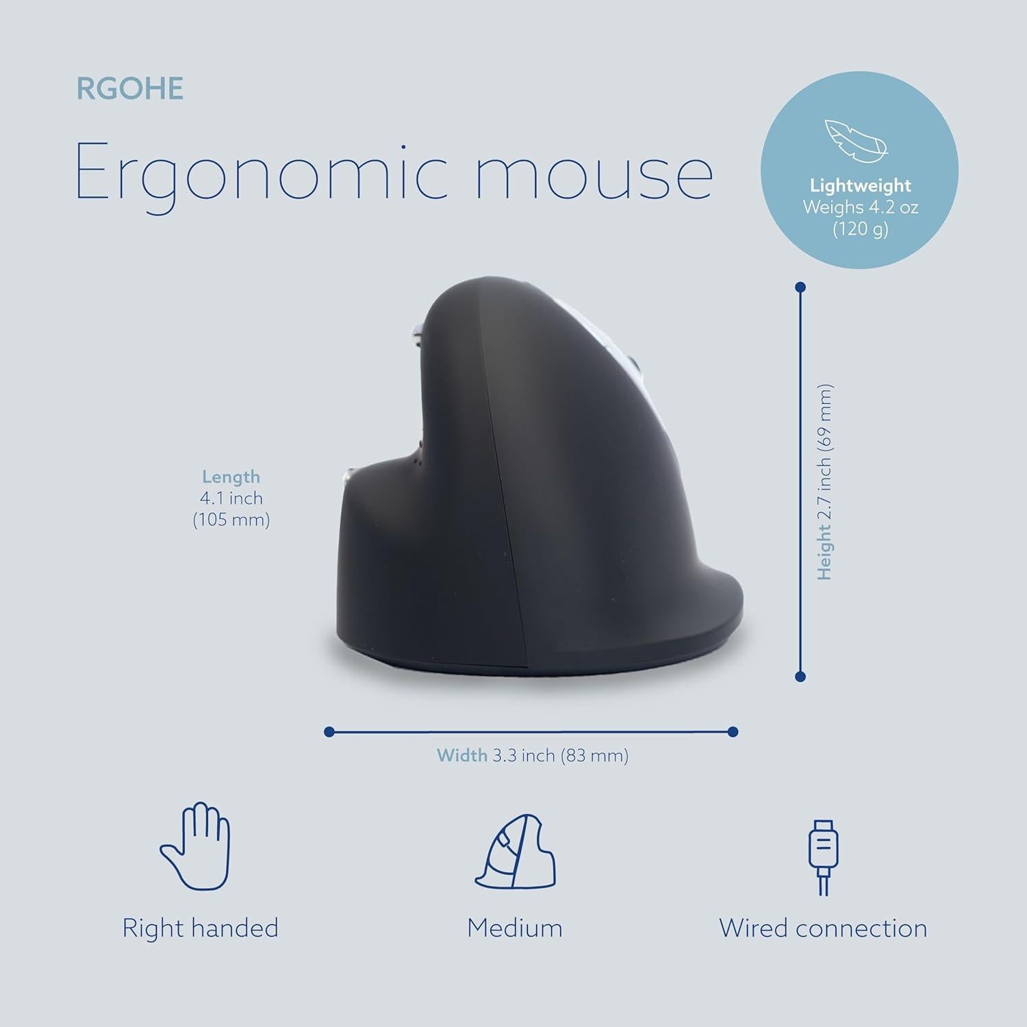 R-Go Ratón Ergonómico Vertical USB-C con Software de Descanso