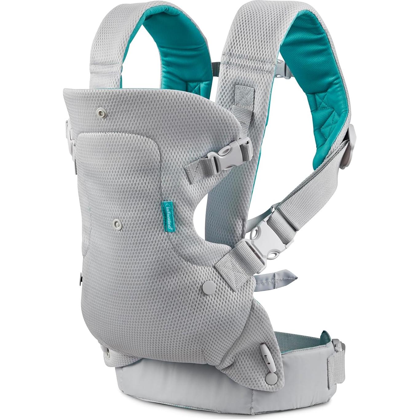 Infantino Flip 4-en-1 Portabebés Gris Claro - Ergonómico, Ajustable