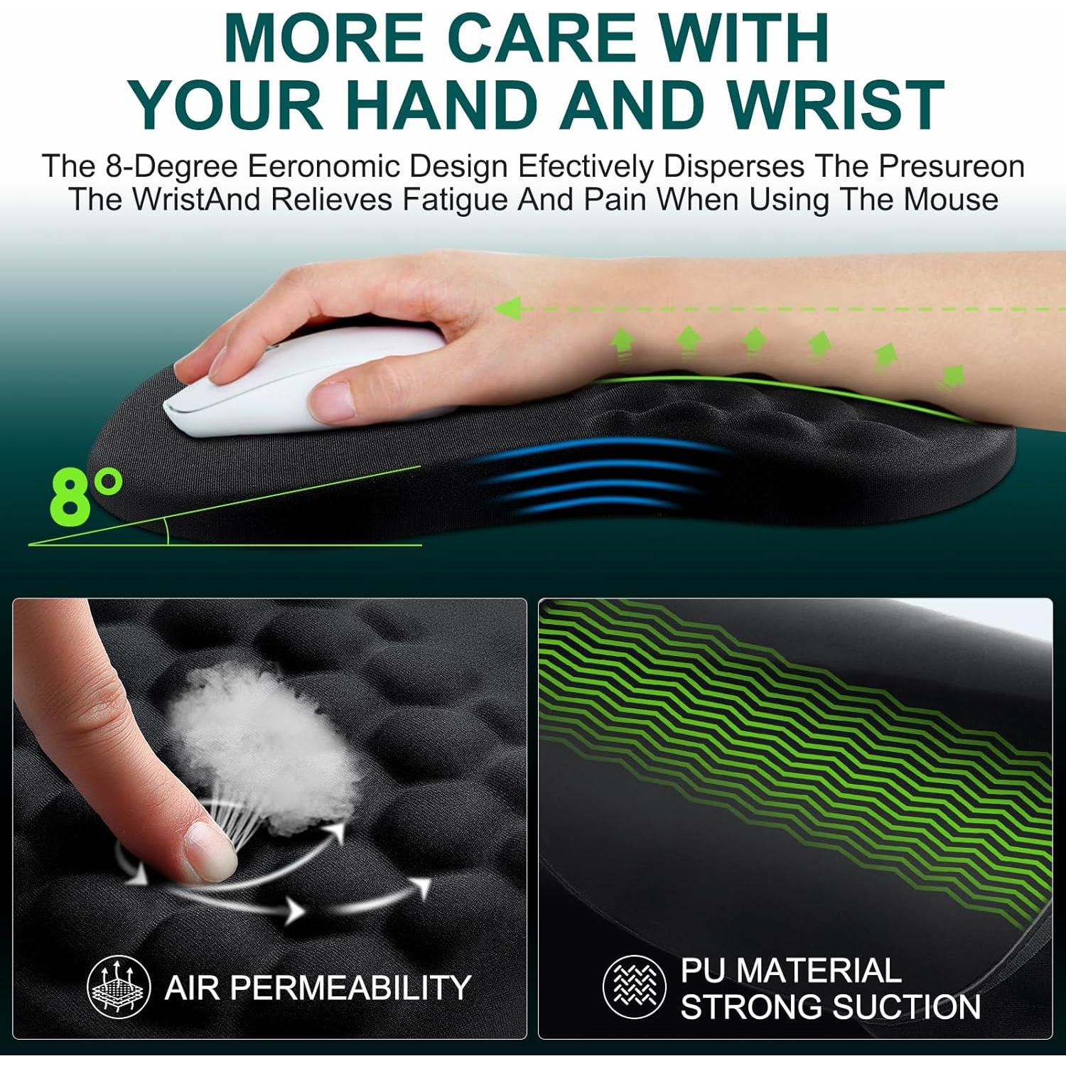 Juego 3 en 1 Almohadilla Ergonómica Jamboa con Reposamuñecas