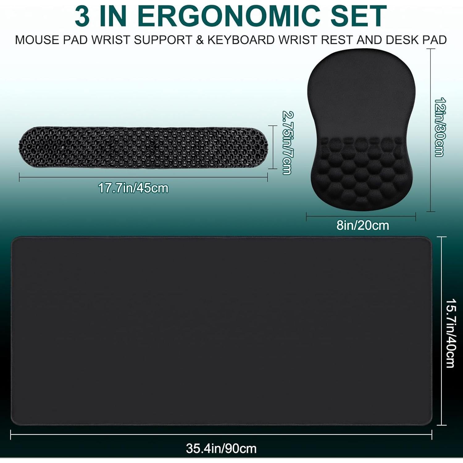 Juego 3 en 1 Almohadilla Ergonómica Jamboa con Reposamuñecas