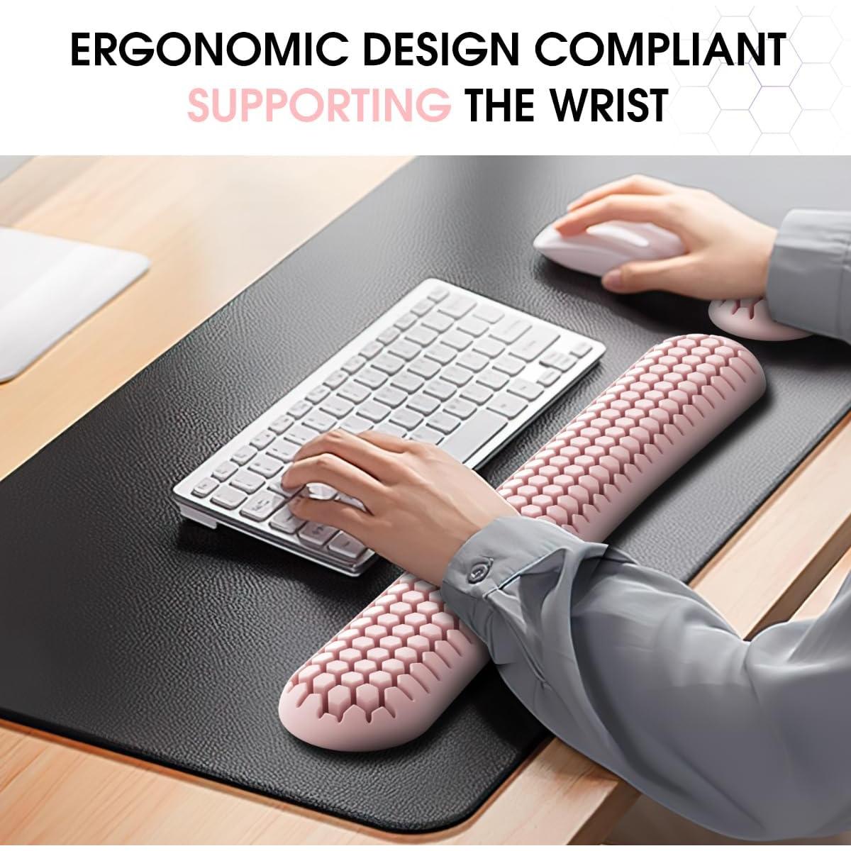 Reposamuñecas ergonómico HEWYIOS para teclado y mouse - Silicona
