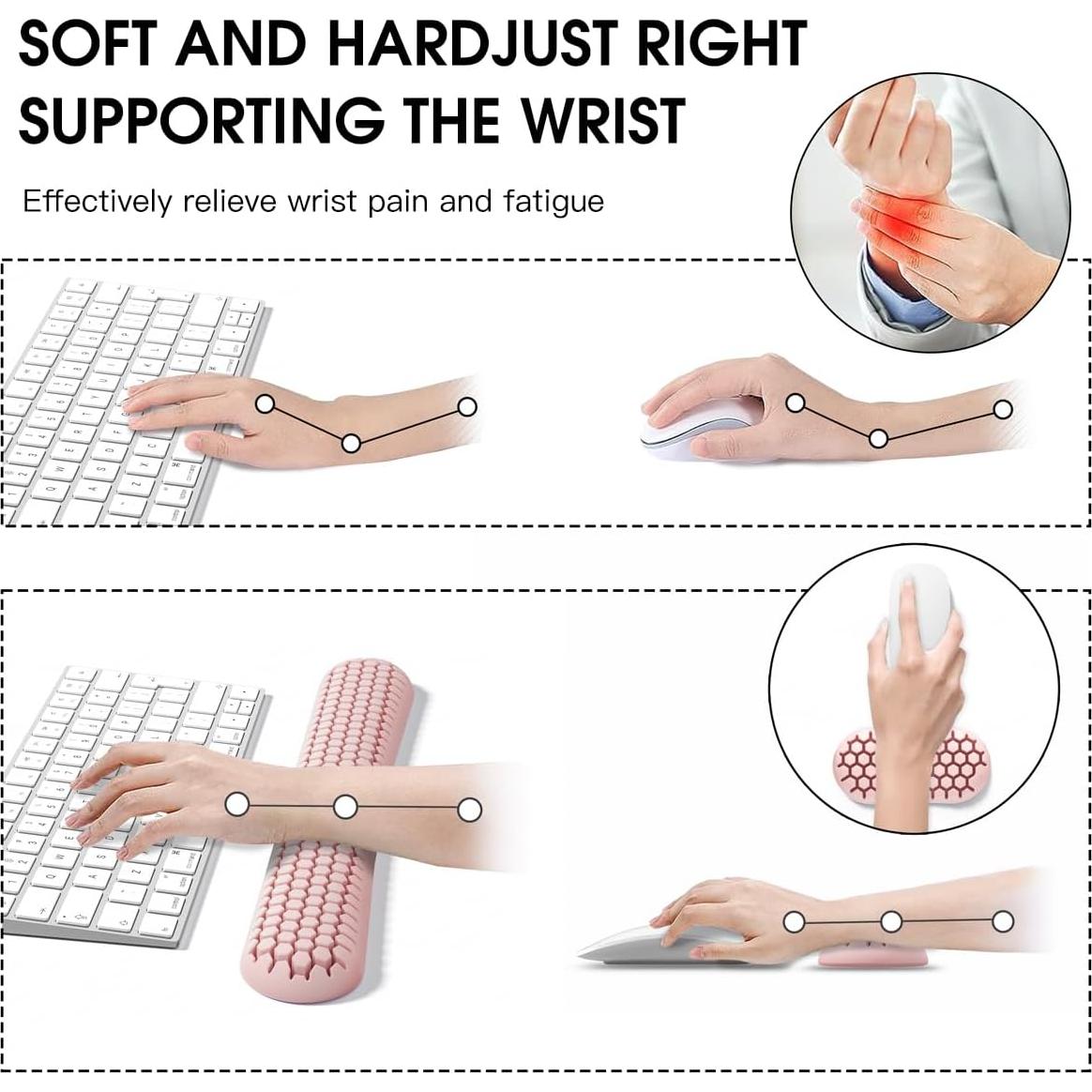 Reposamuñecas ergonómico HEWYIOS para teclado y mouse - Silicona