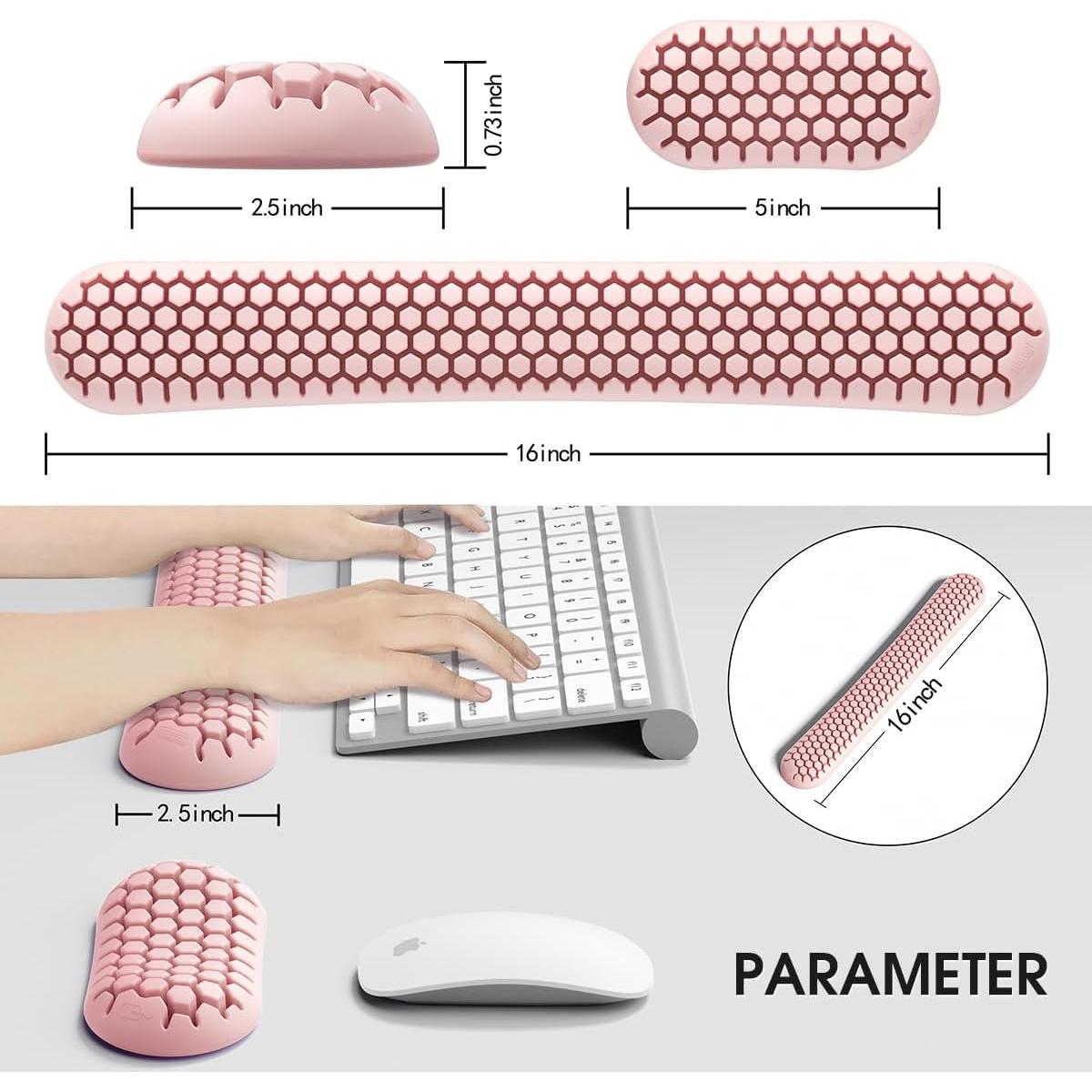 Reposamuñecas ergonómico HEWYIOS para teclado y mouse - Silicona