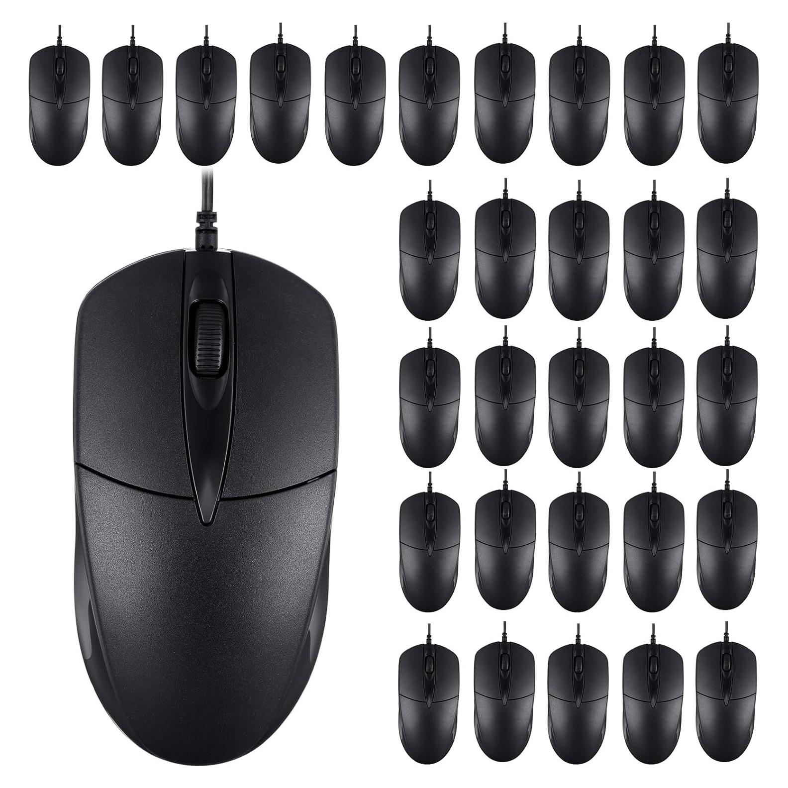 30 Ratones USB Cableados Kathfly Negros 1000 DPI Silenciosos