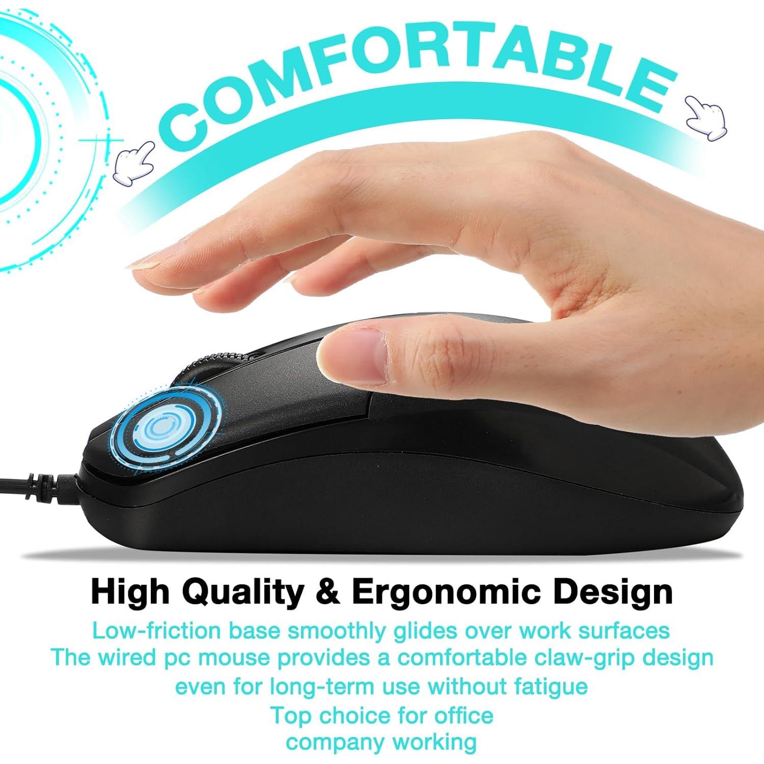 30 Ratones USB Cableados Kathfly Negros 1000 DPI Silenciosos