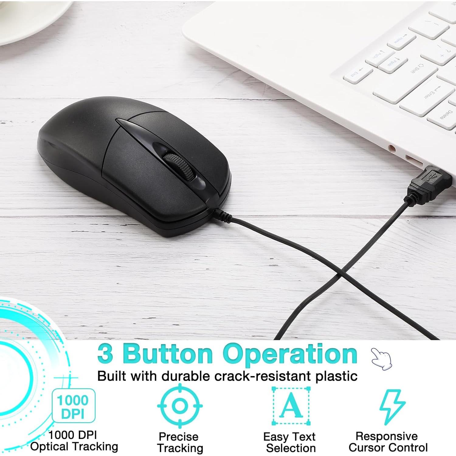 30 Ratones USB Cableados Kathfly Negros 1000 DPI Silenciosos