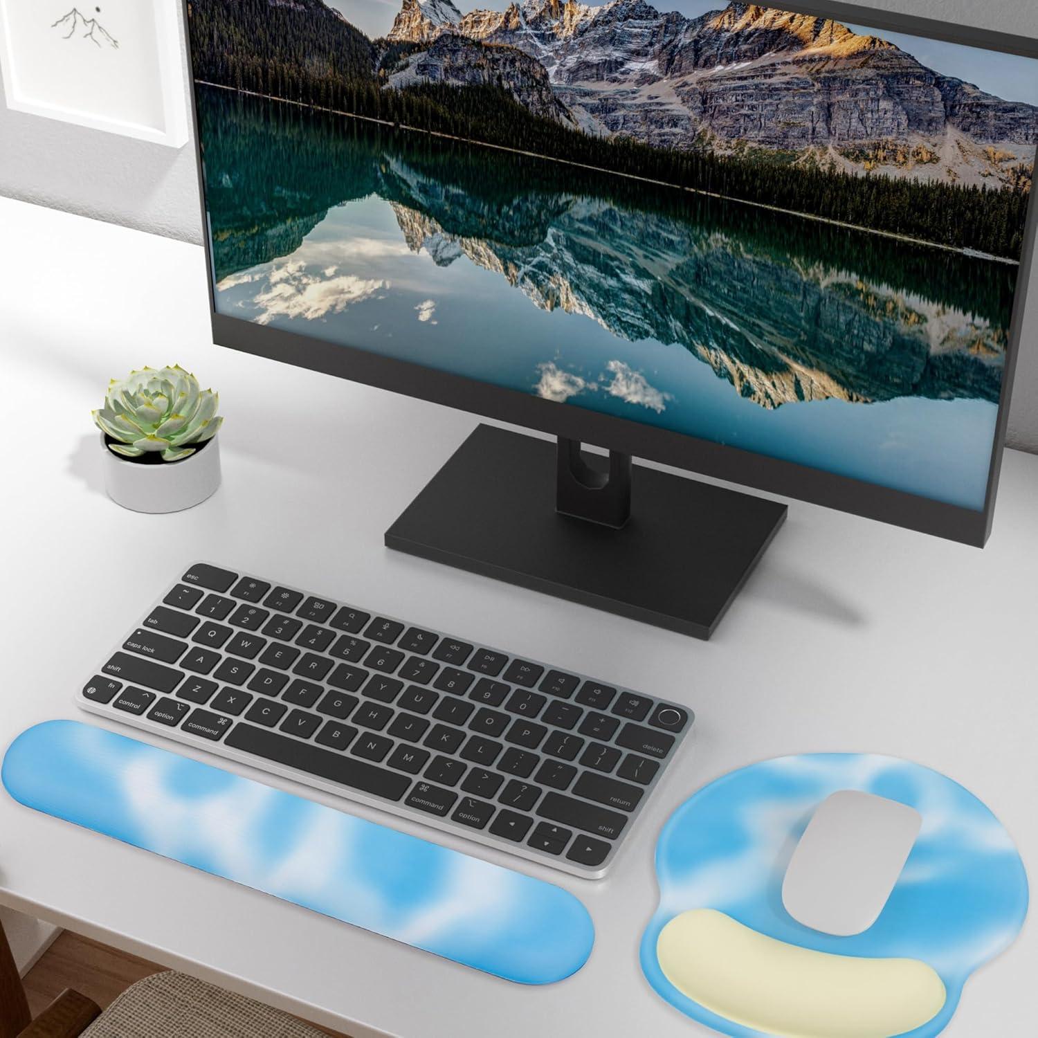 Reposamuñecas Ergonómico COVEVA de Espuma Viscoelástica Azul