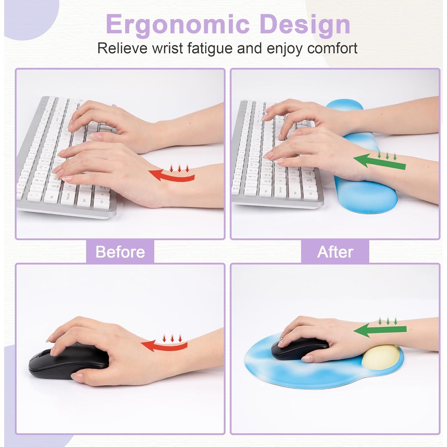 Reposamuñecas Ergonómico COVEVA de Espuma Viscoelástica Azul