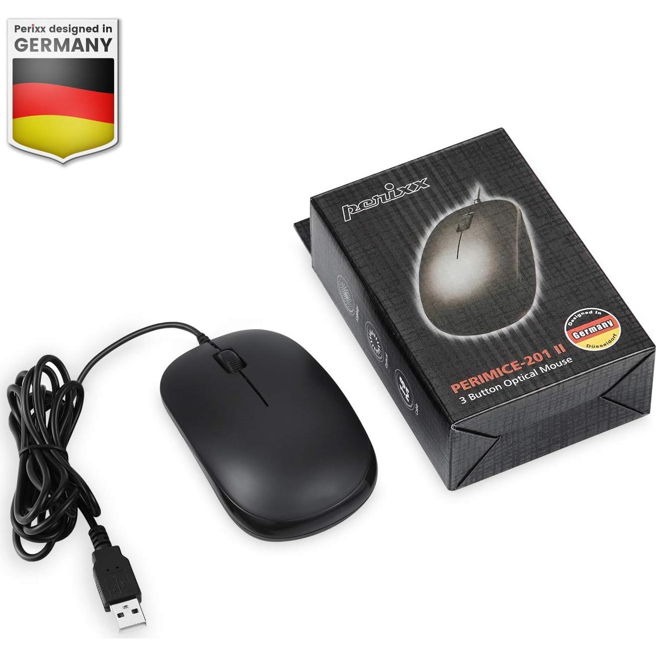 Ratón Óptico USB Perixx PERIMICE-201U 3 Botones 1000dpi Negro