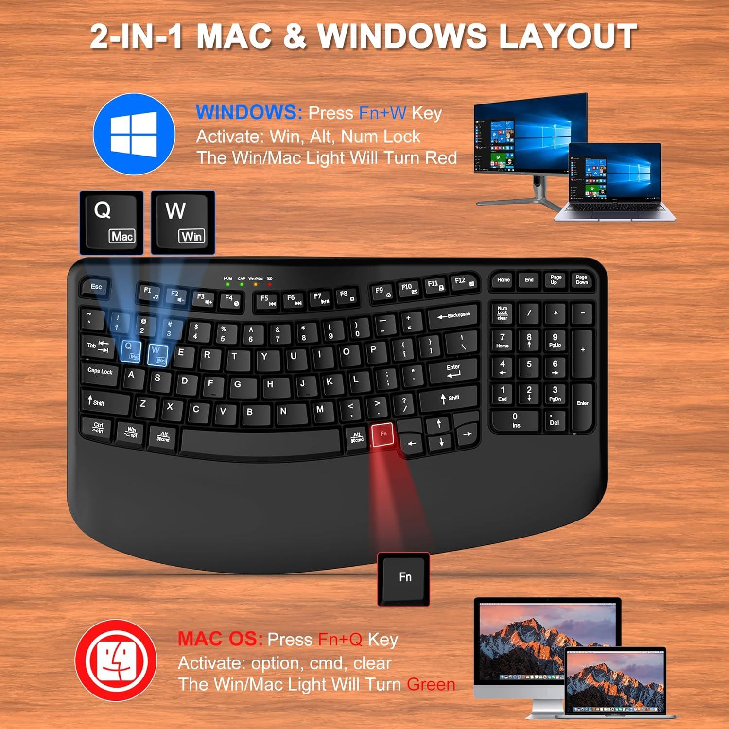 Combo Teclado y Ratón Inalámbricos QUASIO MK299 Ergonómico