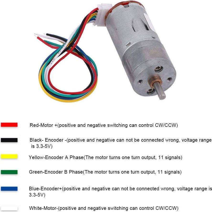 Motor de Engranaje Codificador 6V DC Garosa 100RPM con Soporte
