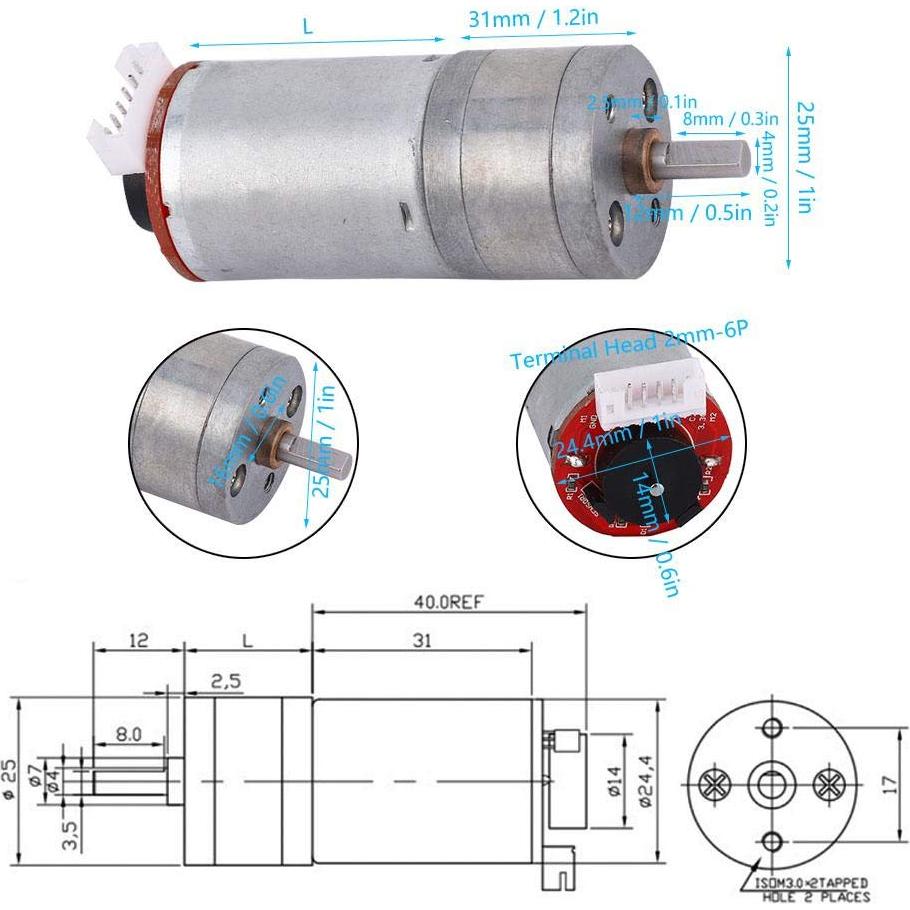 Motor de Engranaje Codificador 6V DC Garosa 100RPM con Soporte