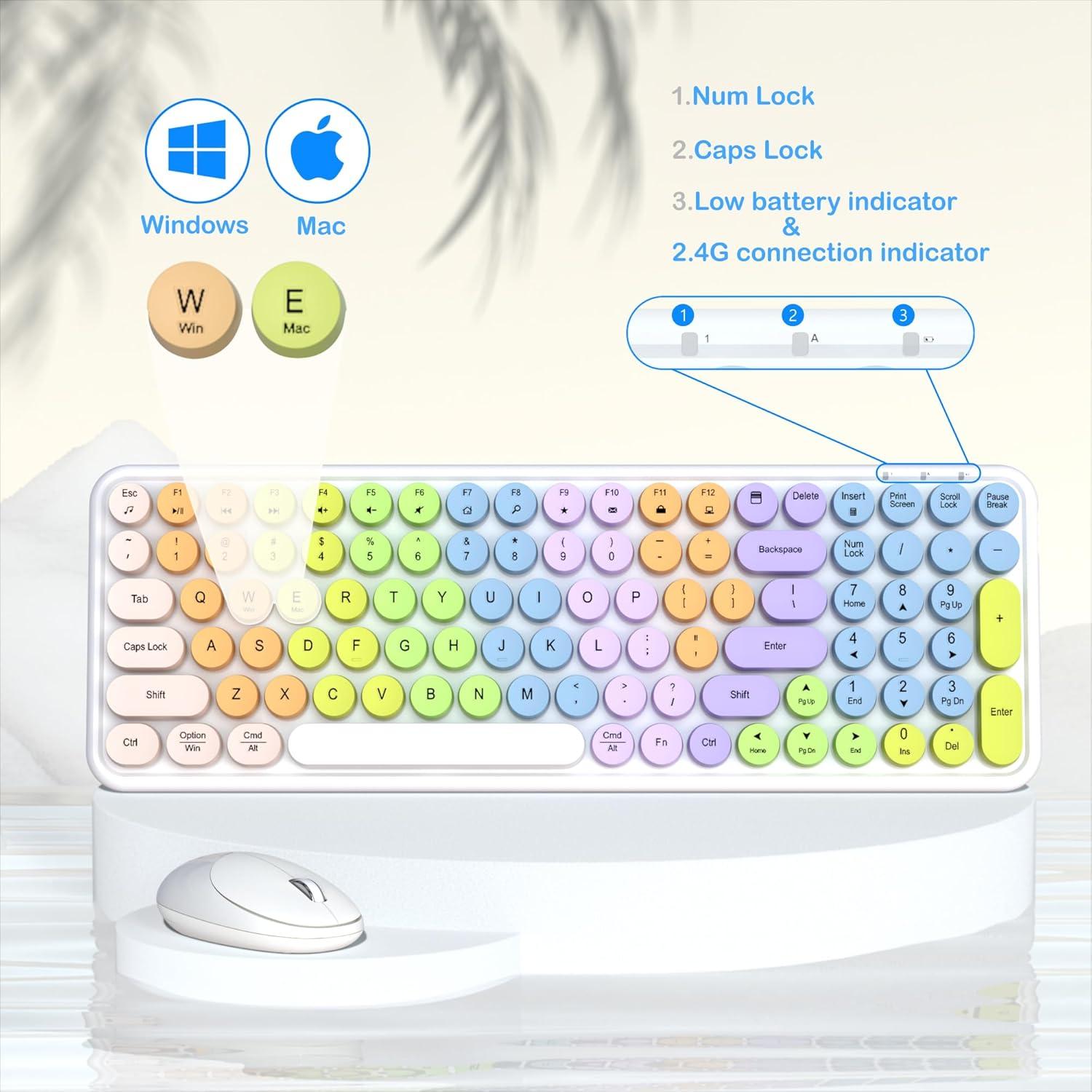 Combo Teclado y Ratón Inalámbrico Colorido 2.4GHz - Suoai
