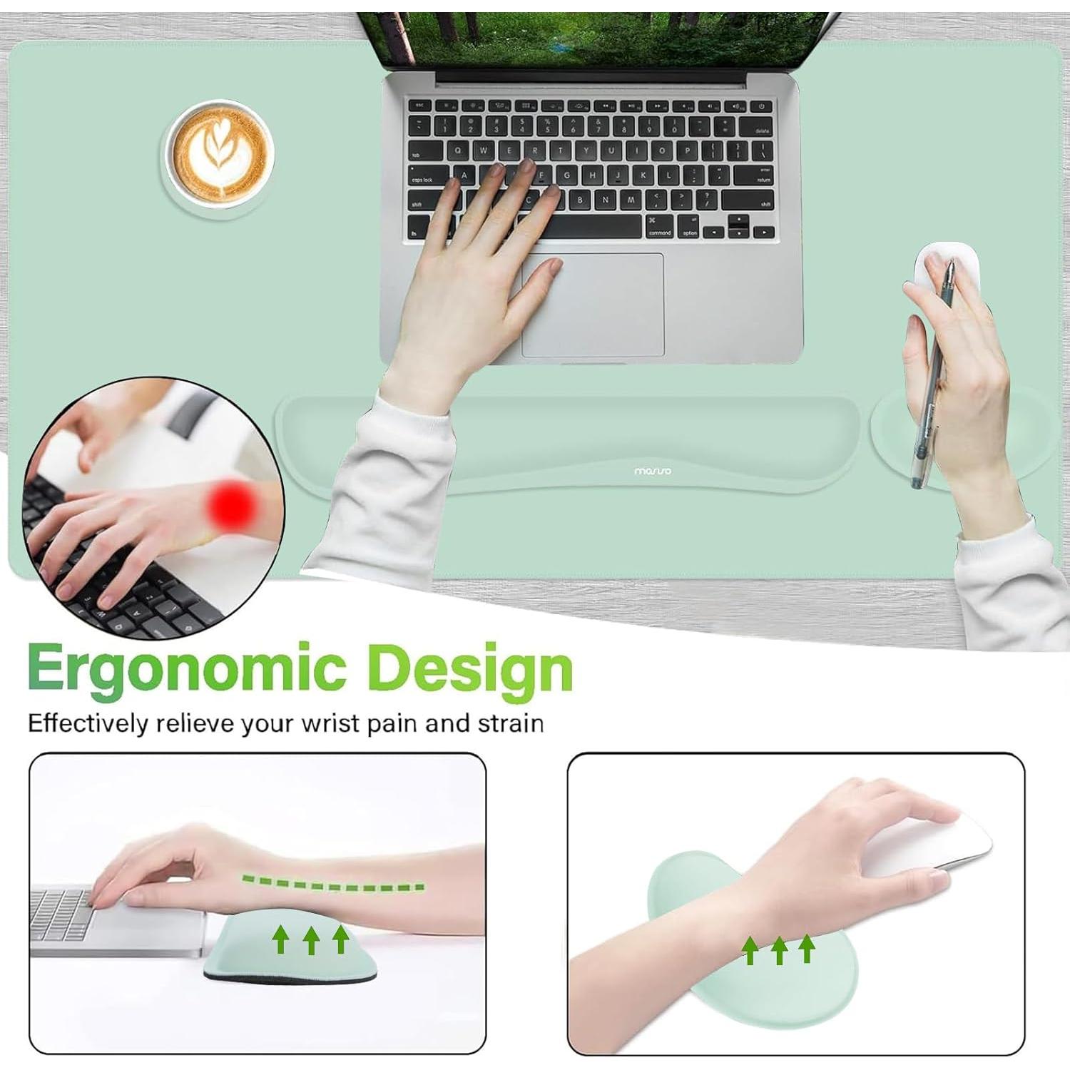 Conjunto Alfombrilla de Teclado y Ratón MOSISO Verde Menta