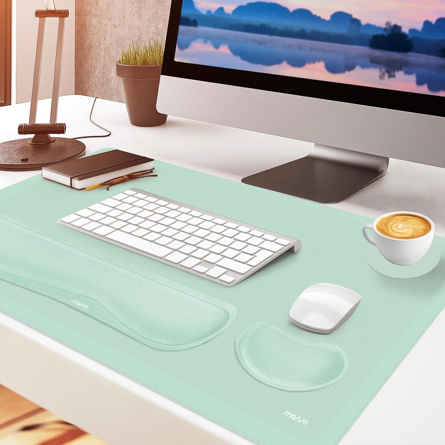 Conjunto Alfombrilla de Teclado y Ratón MOSISO Verde Menta