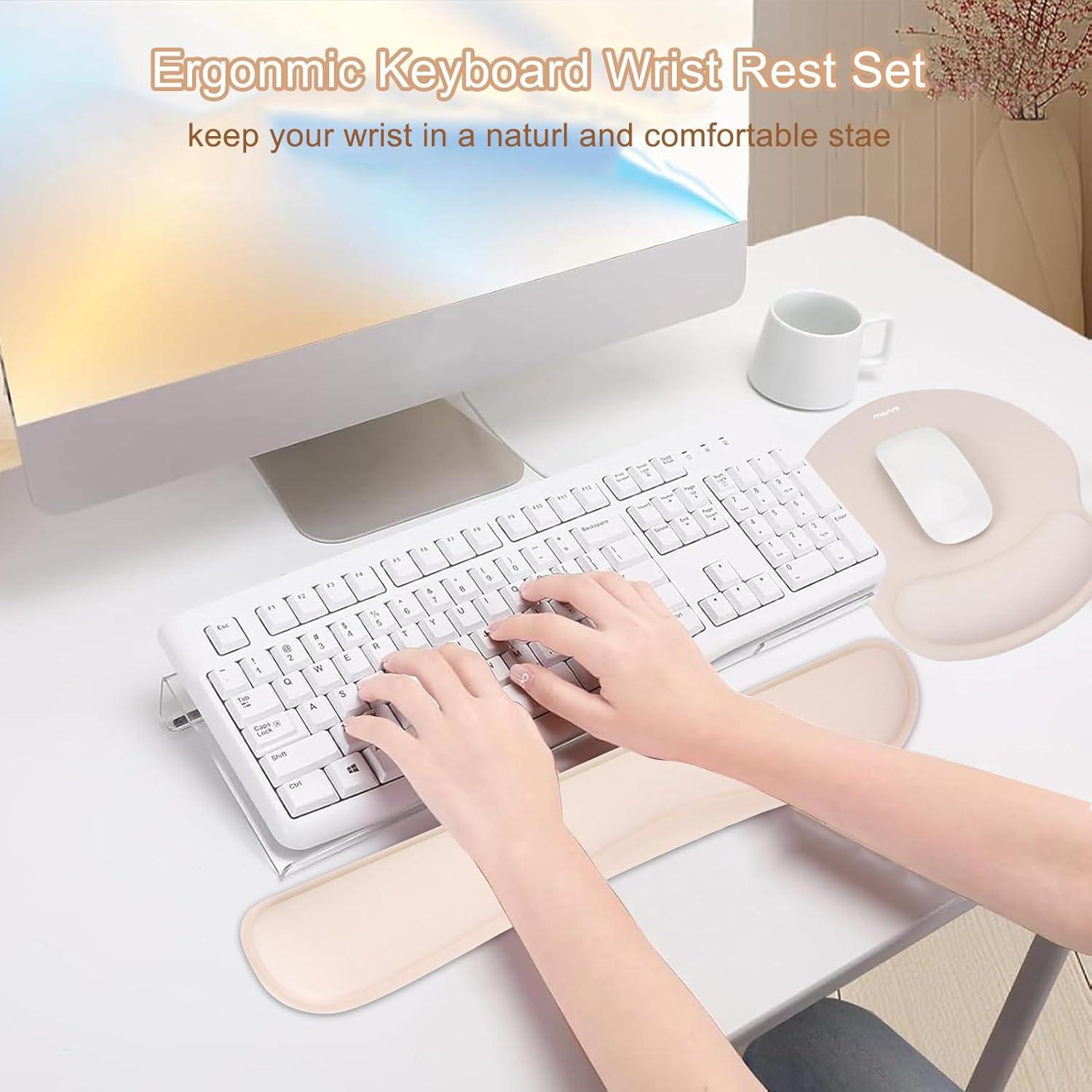 Soporte Ergonómico para Teclado y Reposamuñecas Mosiso Albaricoque