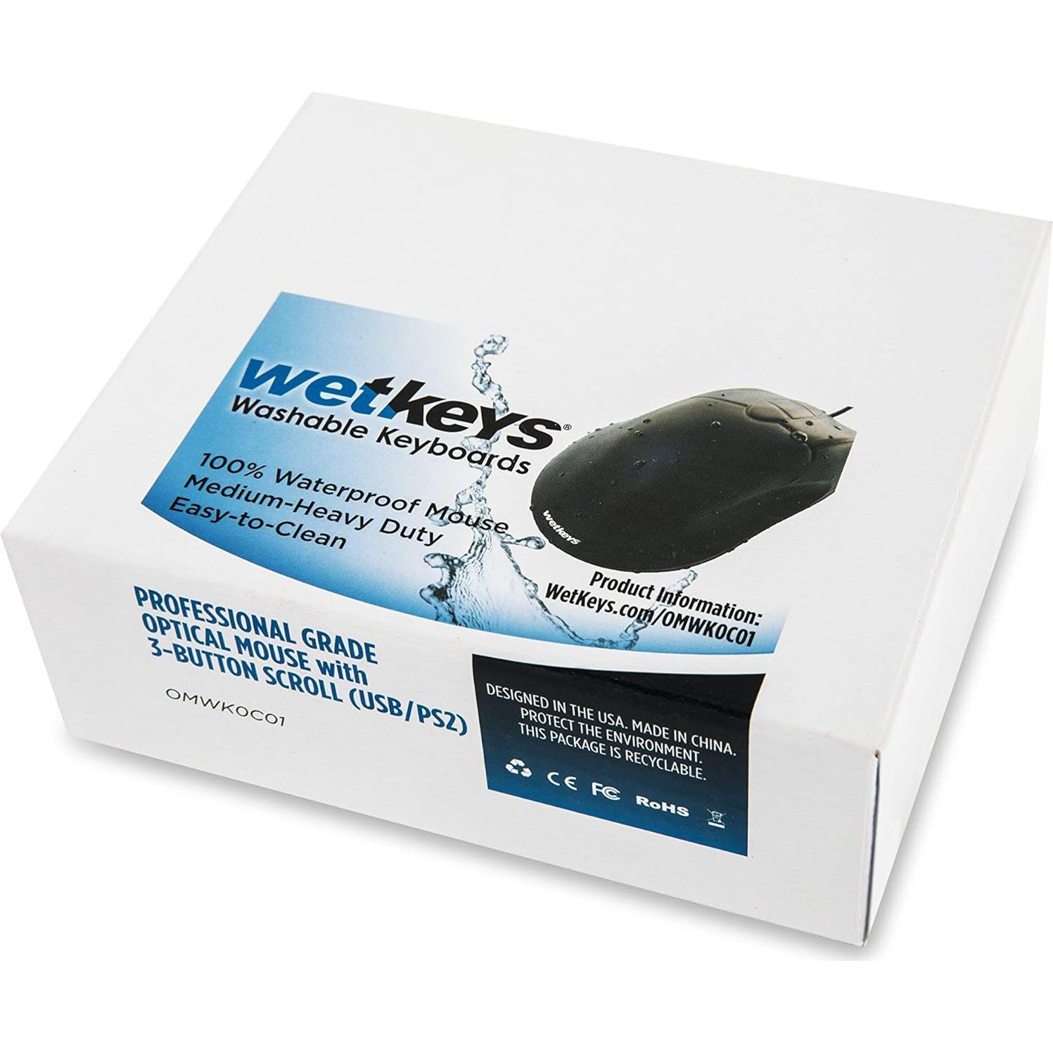 Mouse Ergonómico Lavable WetKeys OMWK0C01-BK USB/PS2 Negro