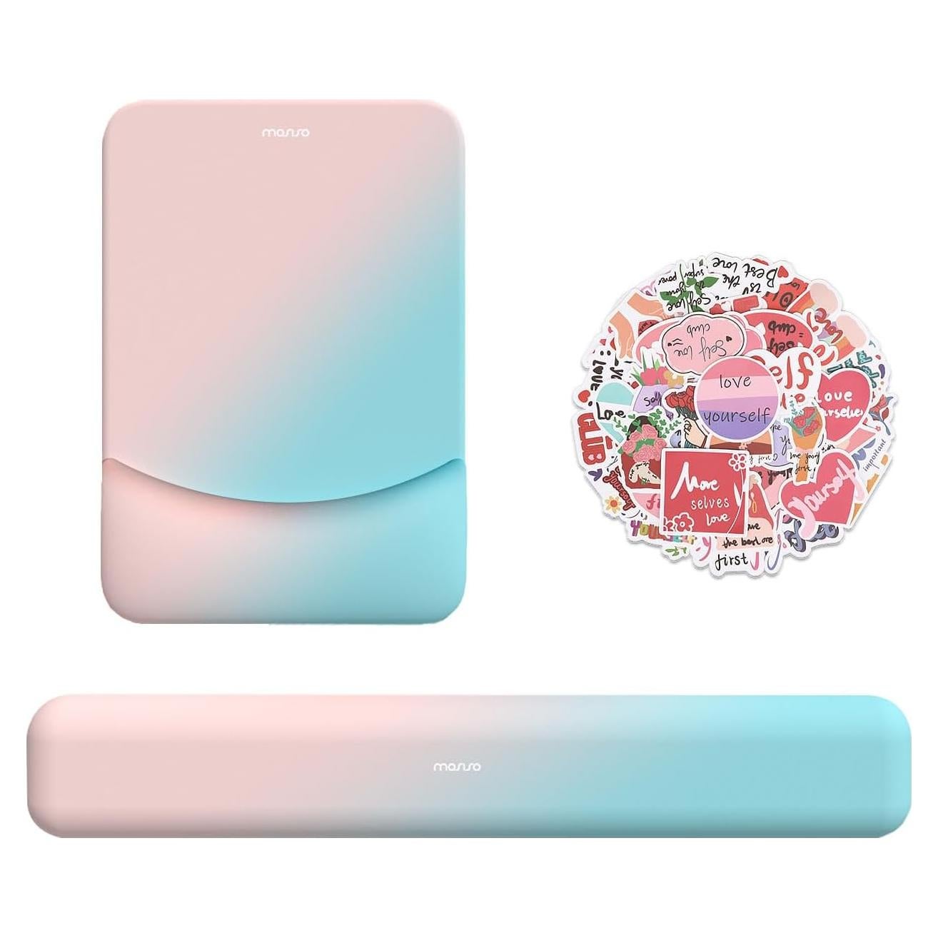 Soporte Reposamuñecas MOSISO Ergonomico Azul para Teclado y Ratón