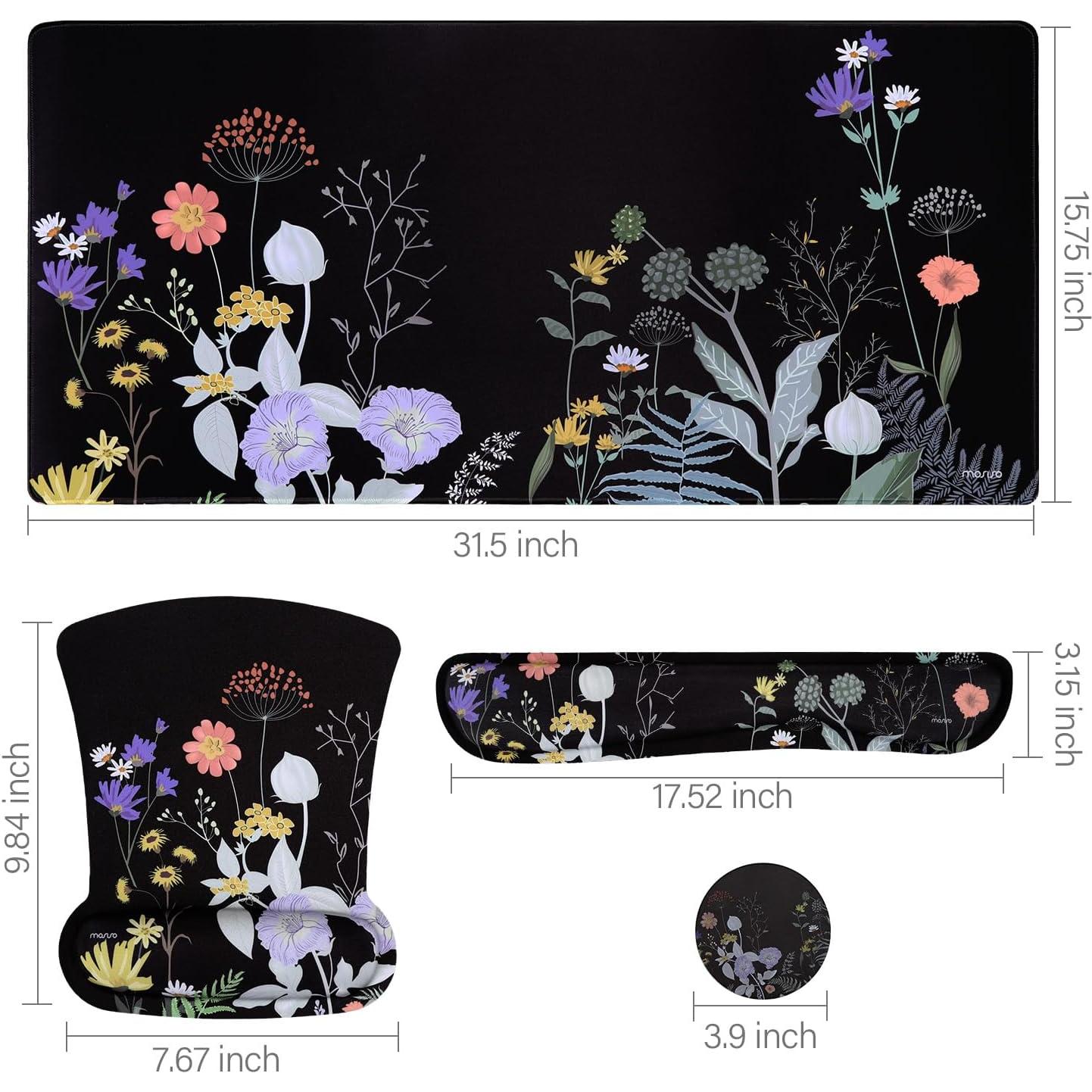 Conjunto Alfombrilla de Teclado y Ratón Ergonómico Mosiso Floral