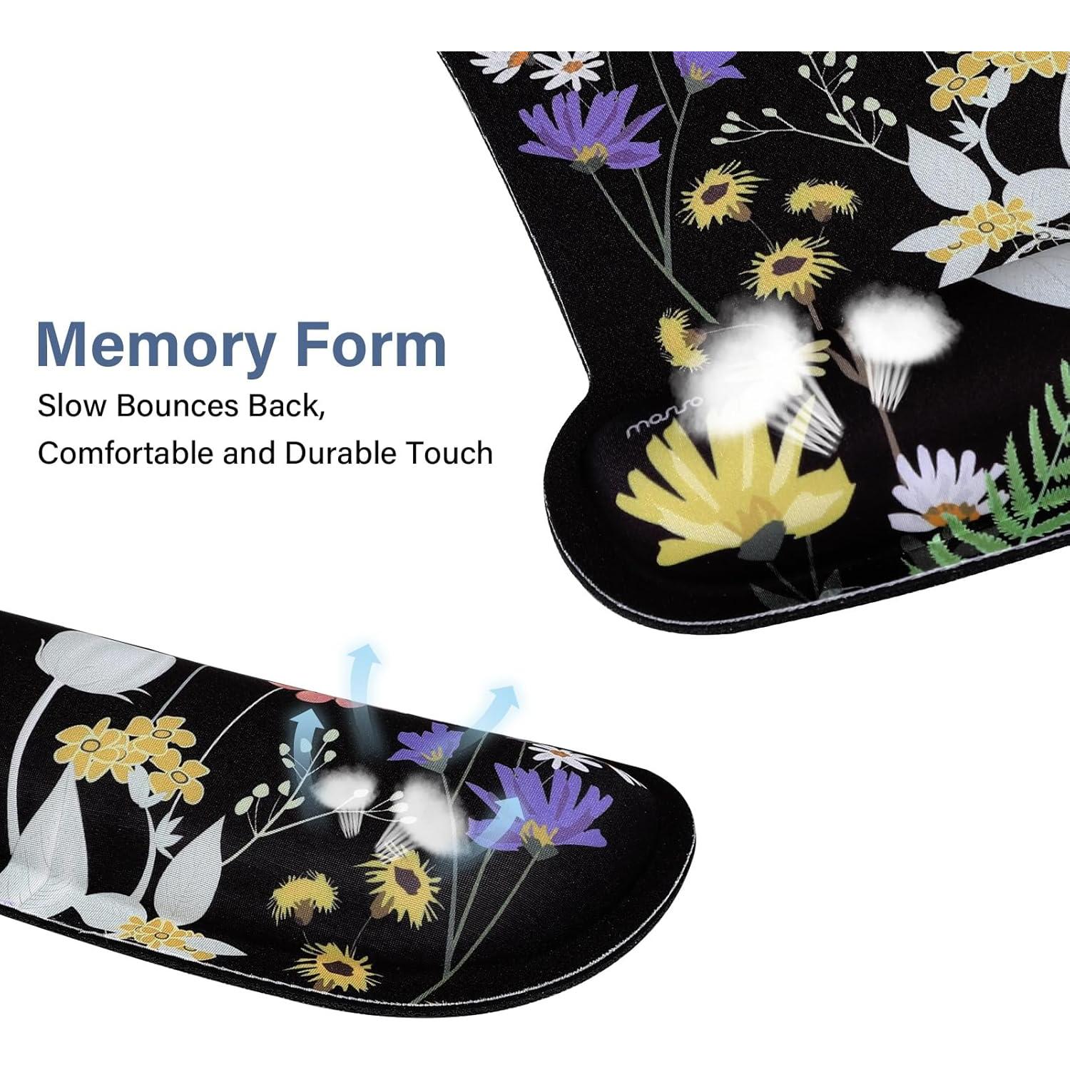 Conjunto Alfombrilla de Teclado y Ratón Ergonómico Mosiso Floral
