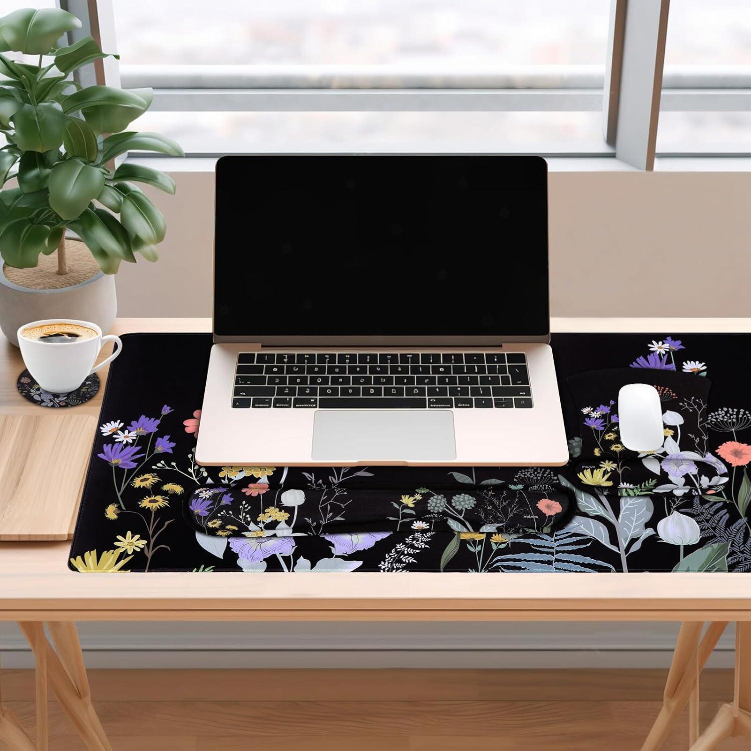 Conjunto Alfombrilla de Teclado y Ratón Ergonómico Mosiso Floral