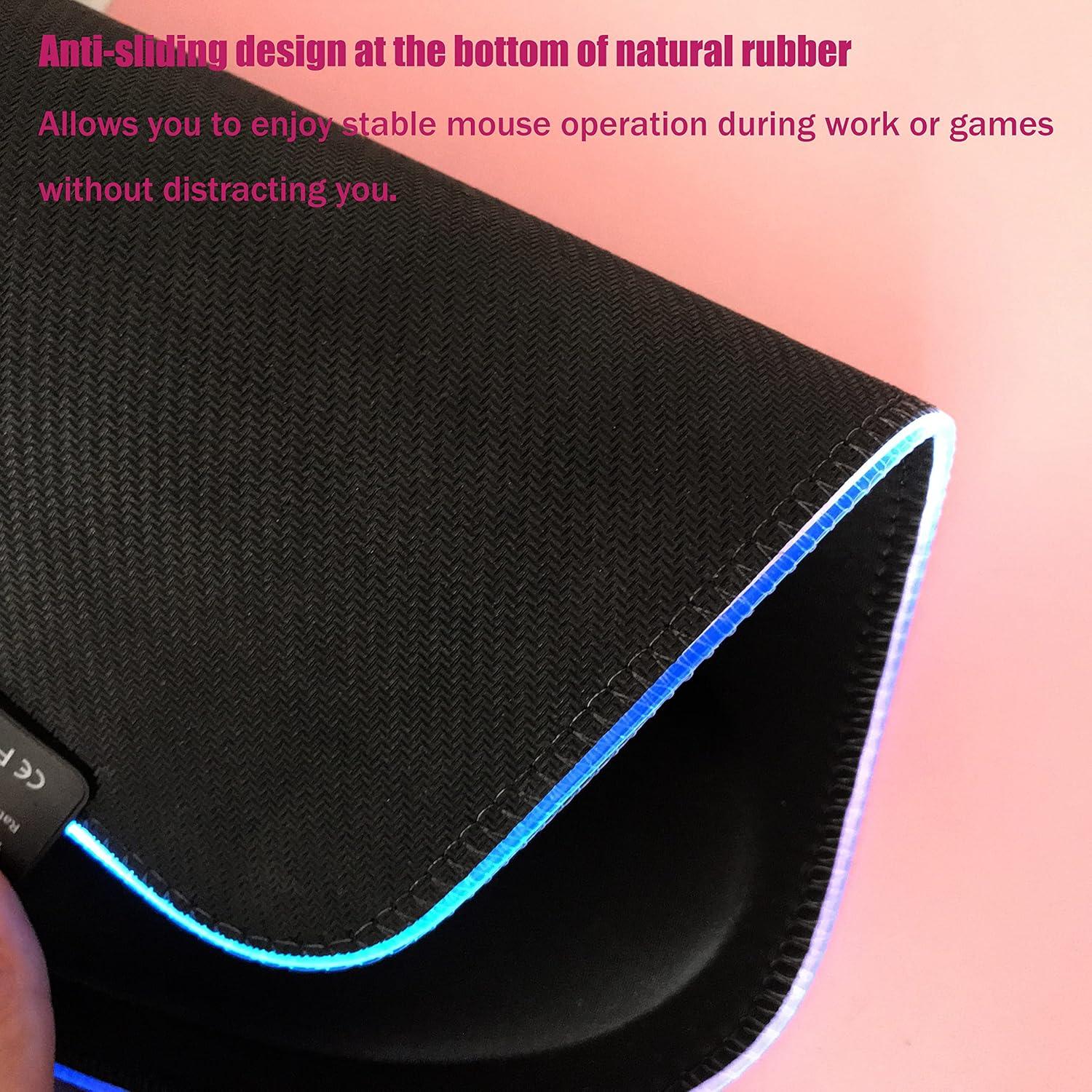 Alfombrilla de Ratón RGB Ergonomica Pinsliee 30x21.5cm Negra