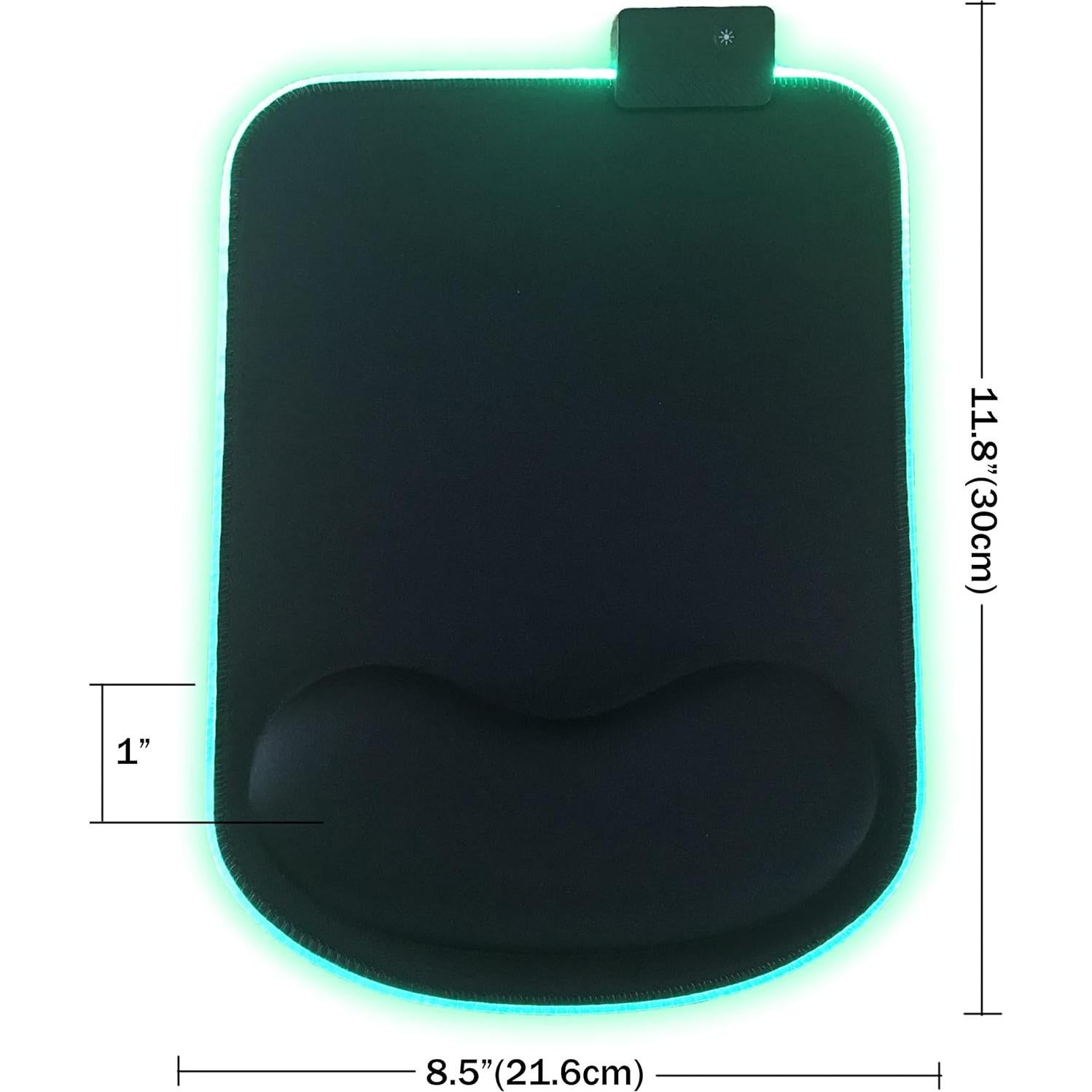 Alfombrilla de Ratón RGB Ergonomica Pinsliee 30x21.5cm Negra