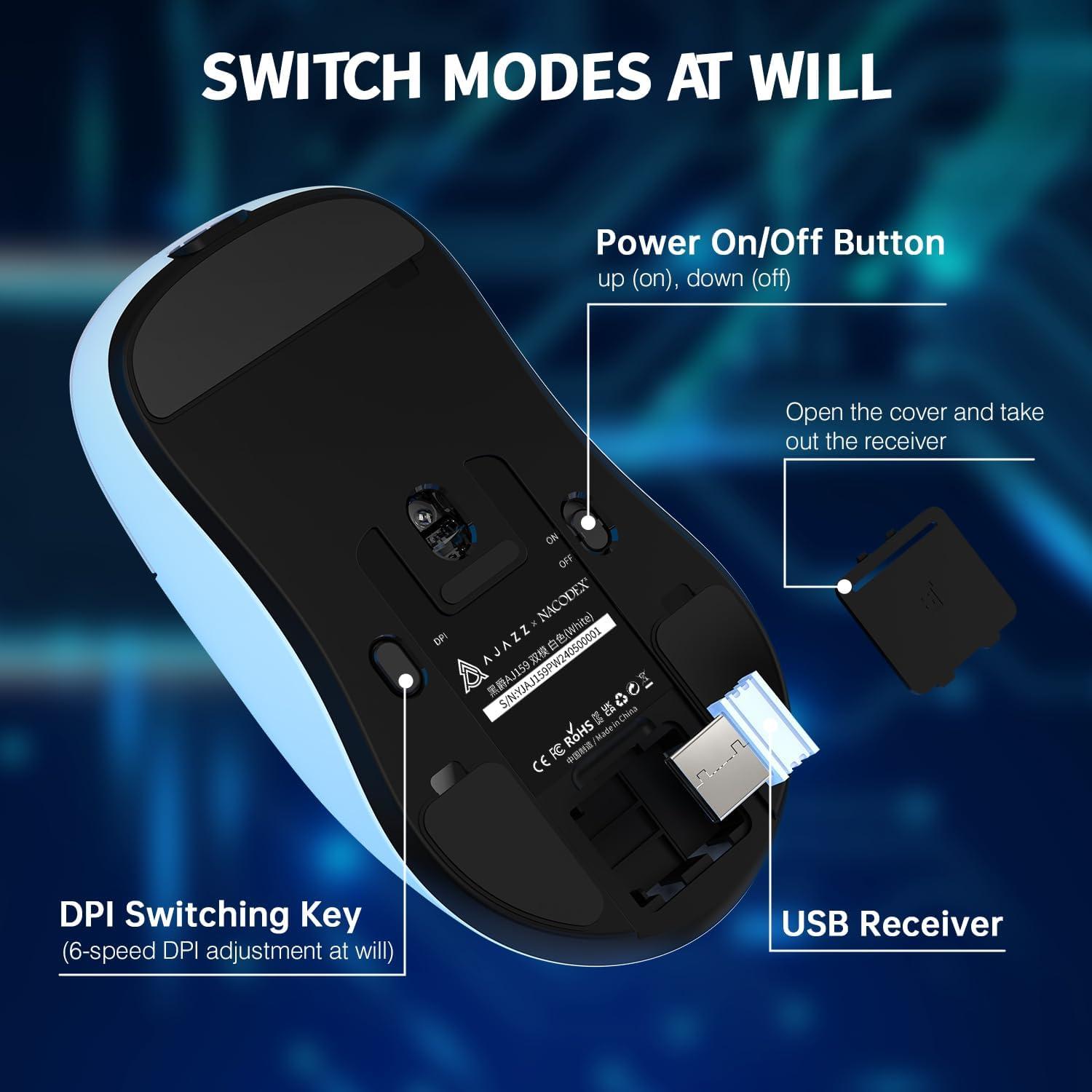 Ratón Gaming AJAZZ AJ159 Ligero 56g Doble Modo USB-C