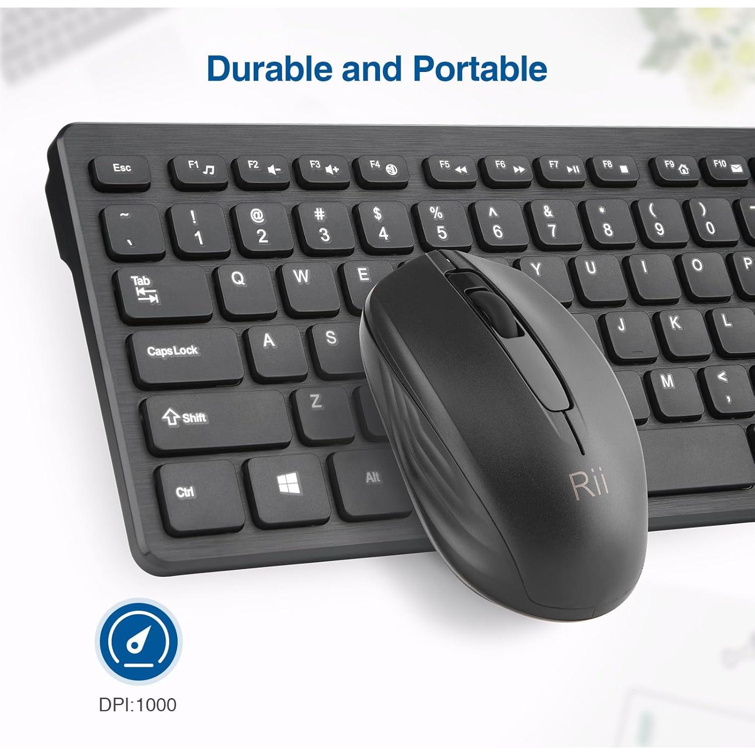 Combo Teclado y Ratón Inalámbricos Rii - Oficina Estándar Negro